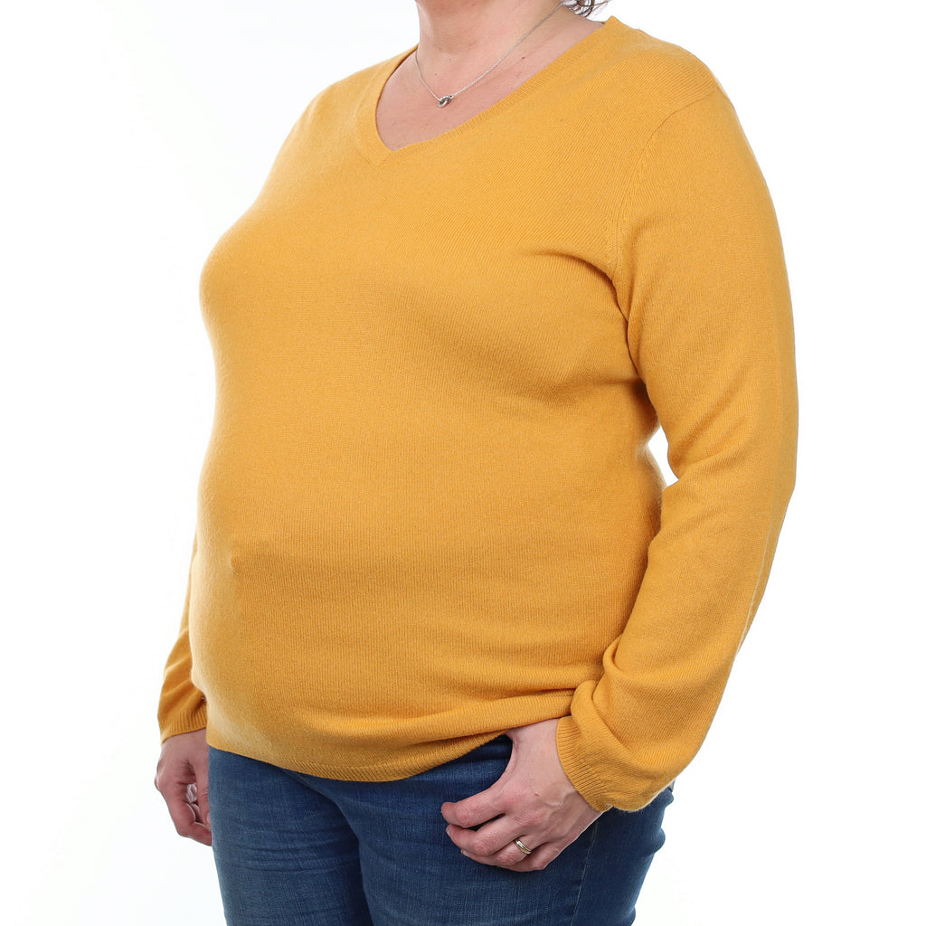 Marmalade Orange Cashmere V Neck Jumper XL
