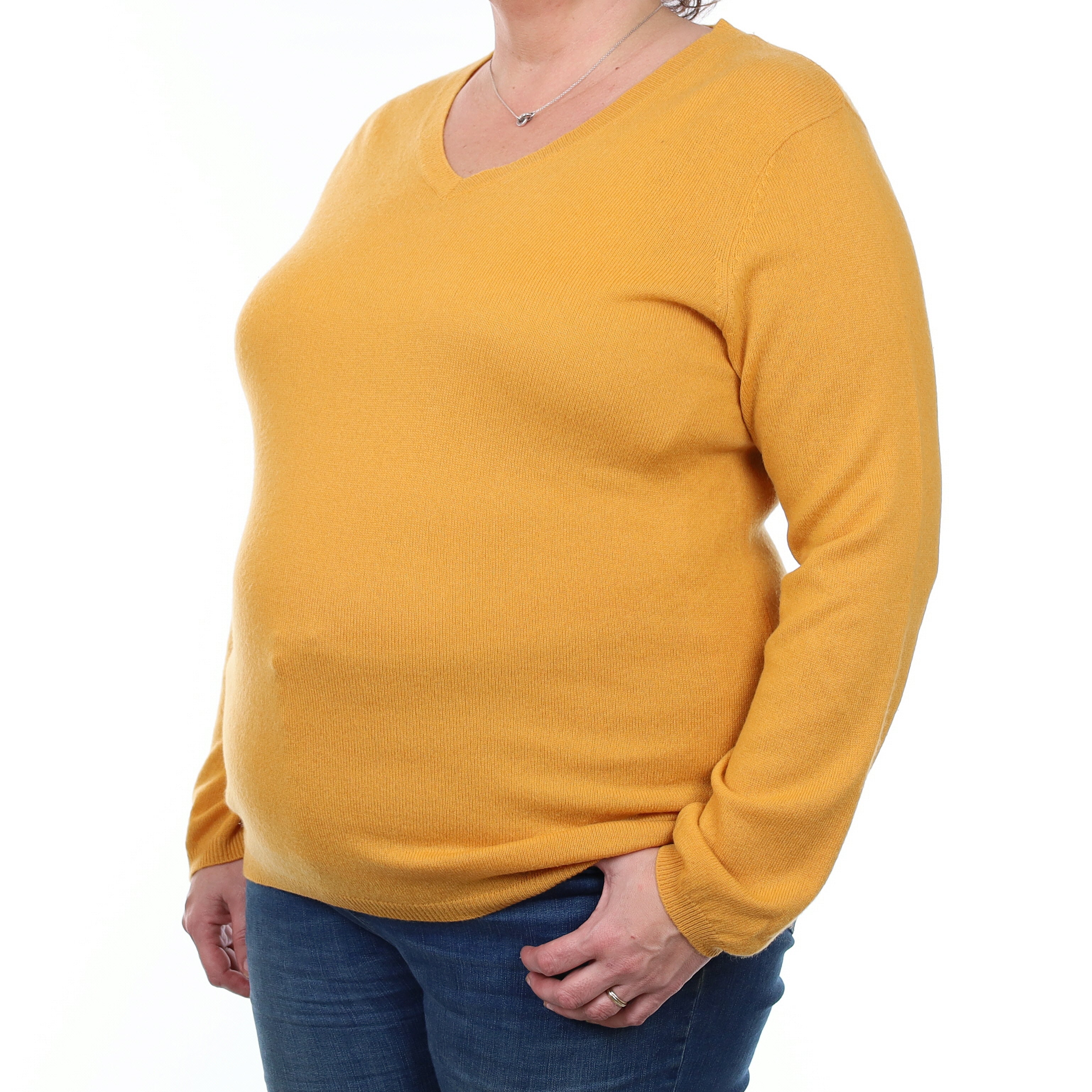 Marmalade Orange Cashmere V Neck Jumper XL