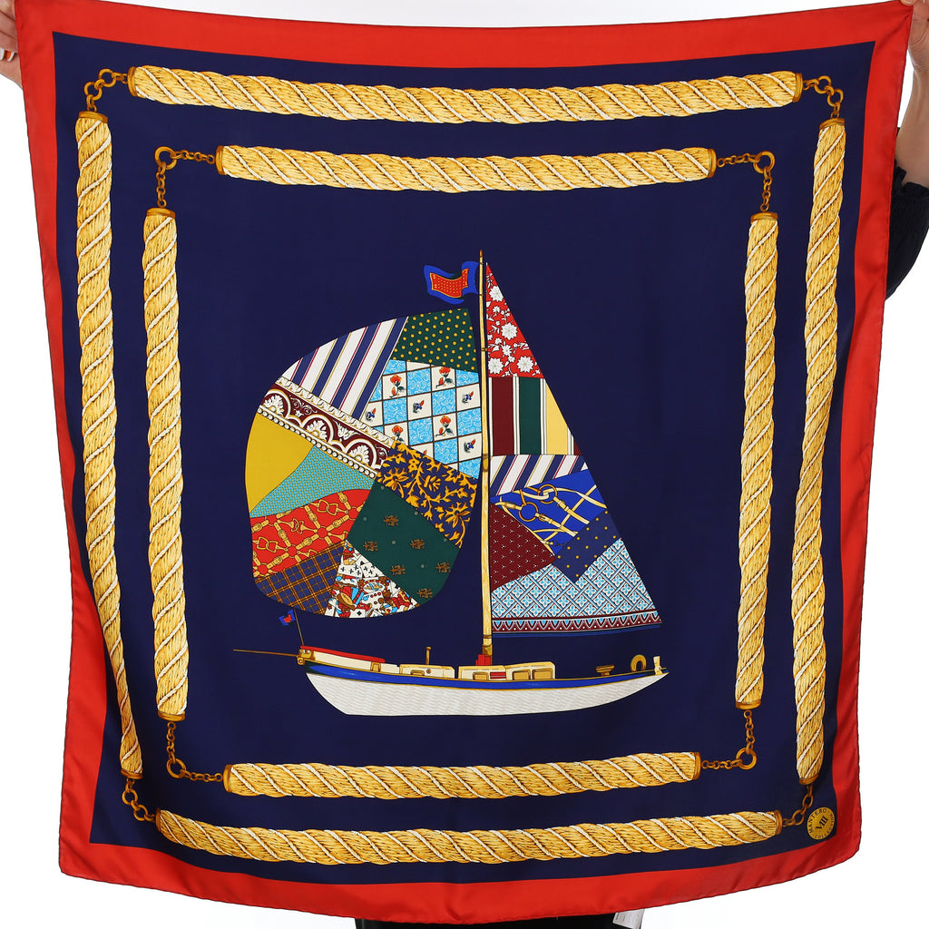 Mantero Patchwork Boat Silk Scarf