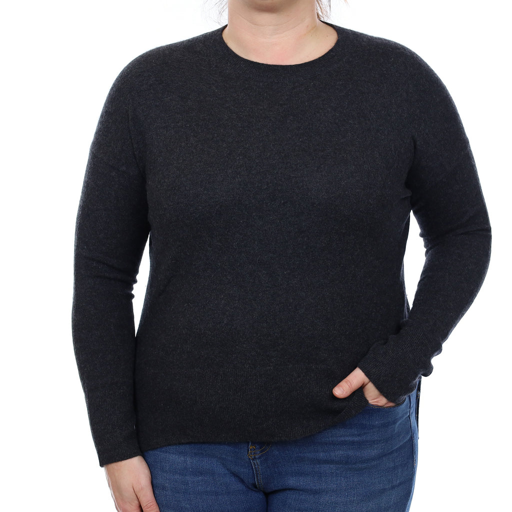 Charcoal Grey Cashmere Crew Neck Jumper Large