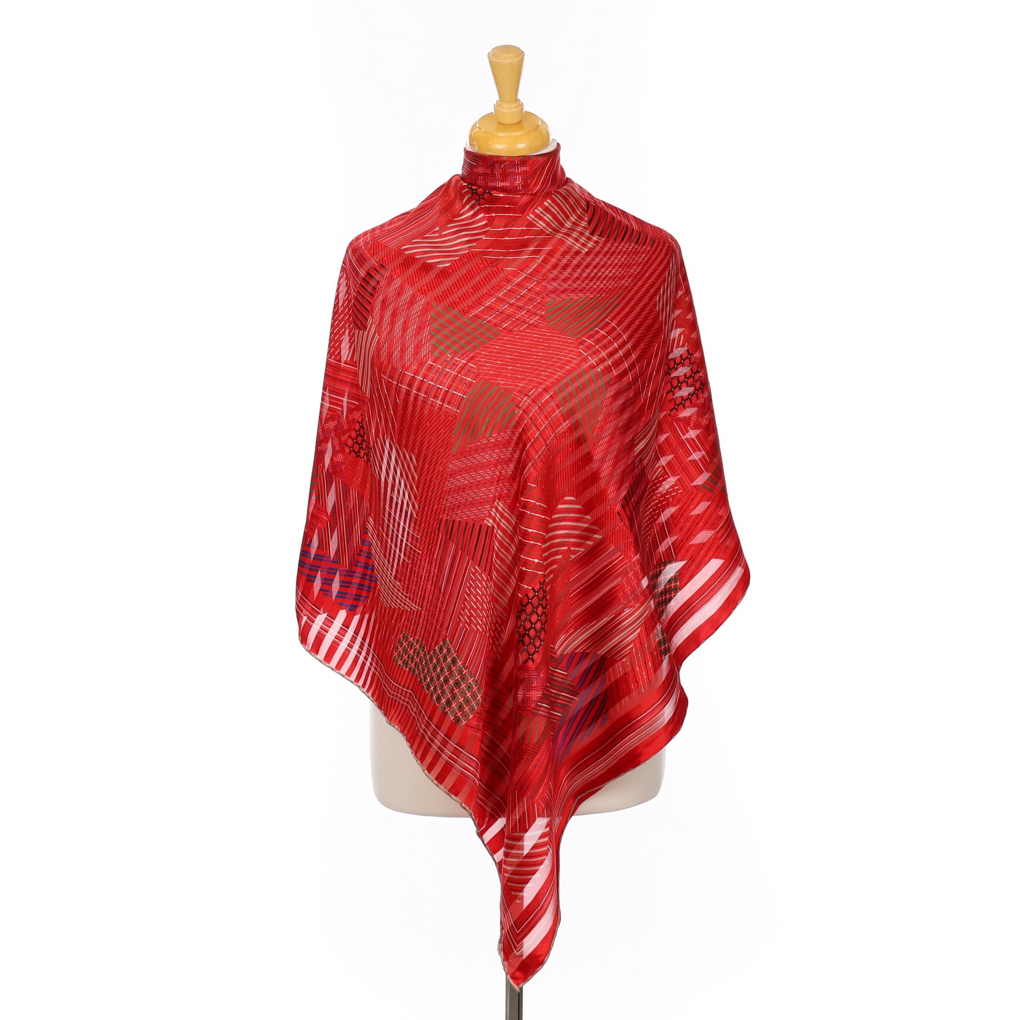 1970’s Ostinelli Red Vintage Silk Scarf