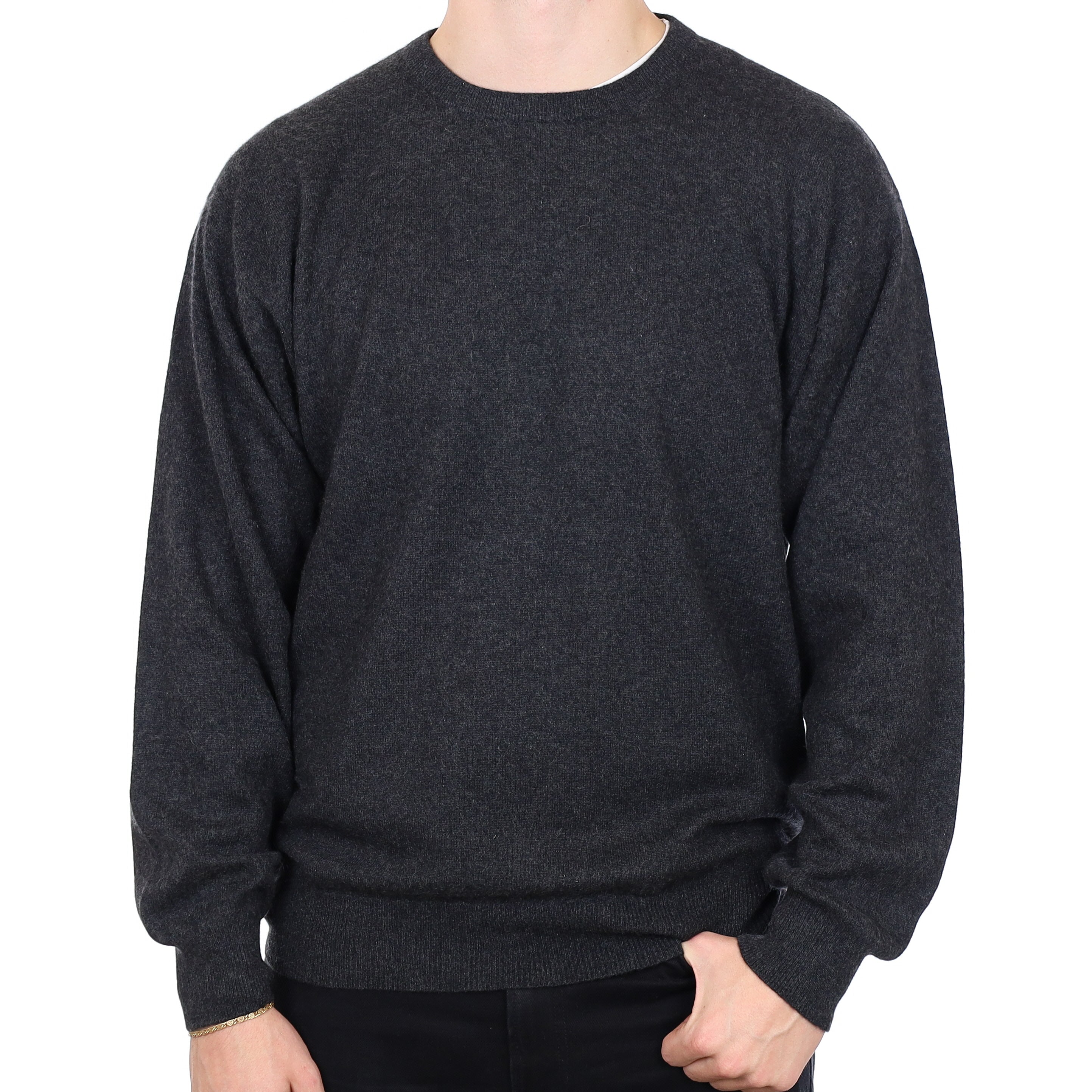 Men’s Graphite Grey Cashmere Crew Neck Jumper XXL