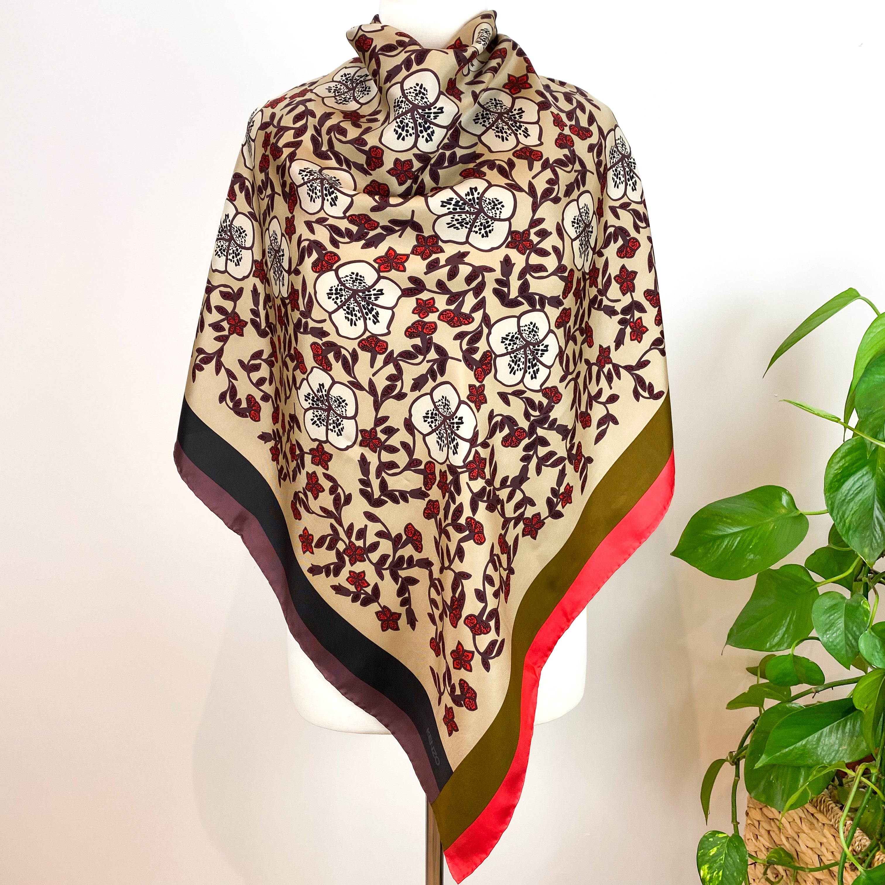 Immaculate Kenzo Floral Designer Silk Scarf