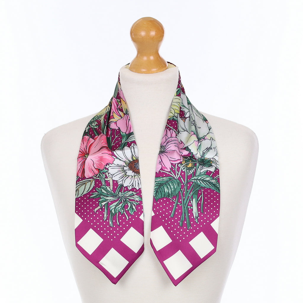 Neck Tie Floral Silk Scarf