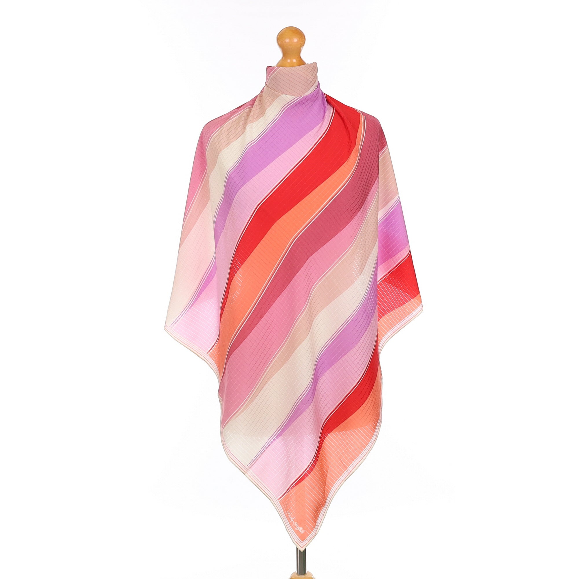 Fisba Stoffels Pink Striped Vintage Silk Scarf