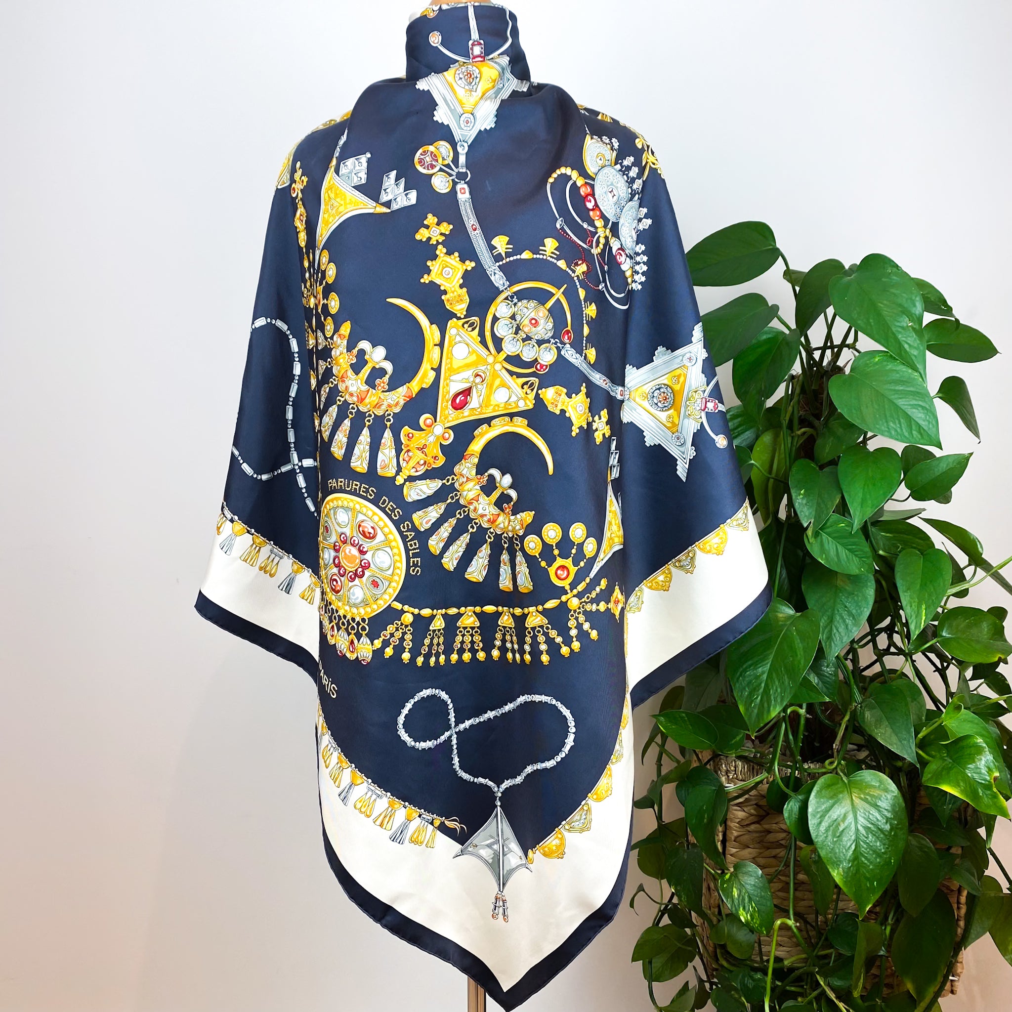 Boxed Hermes Parures des Sables Vintage Silk Scarf