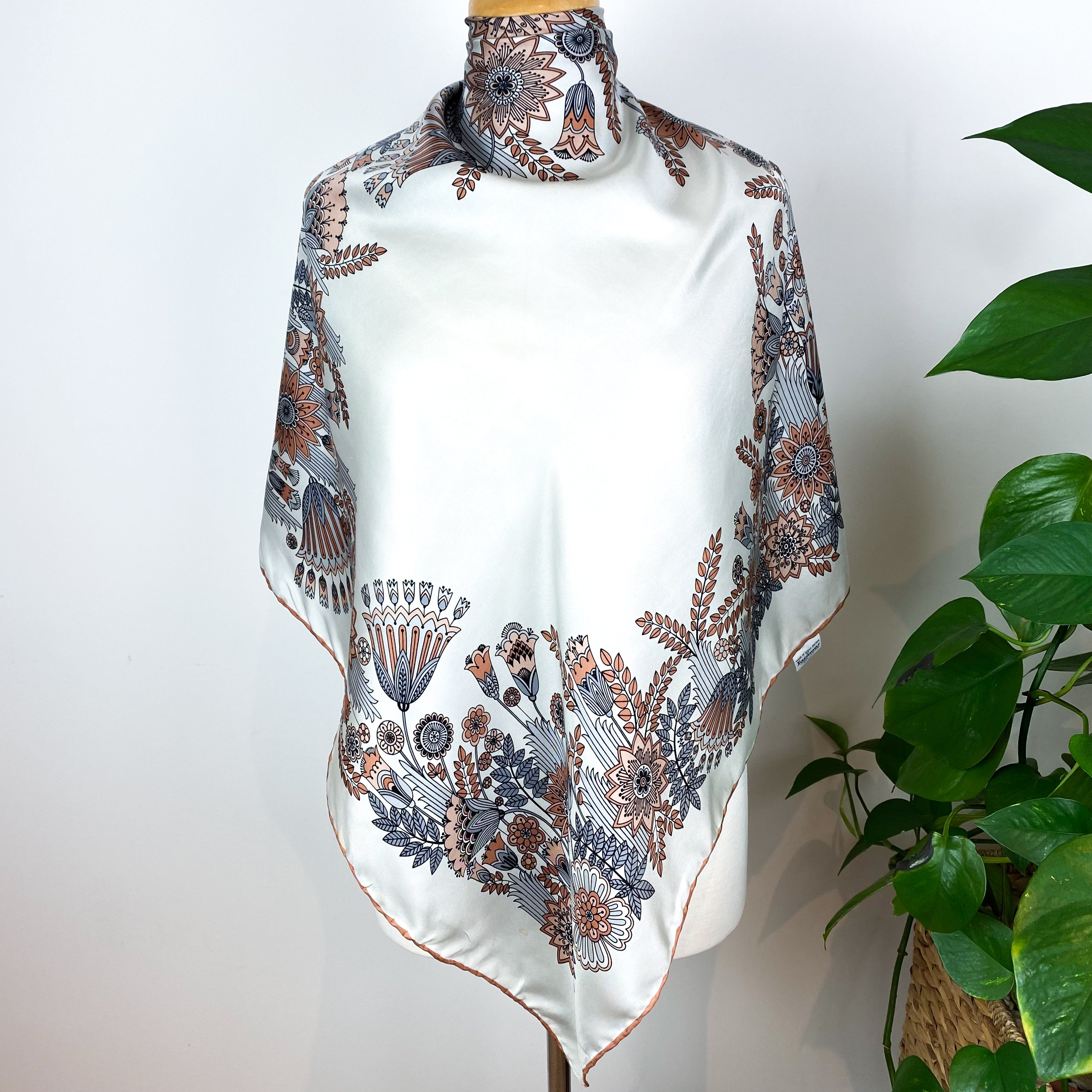 1960s Floral Jacqmar Vintage Silk Scarf
