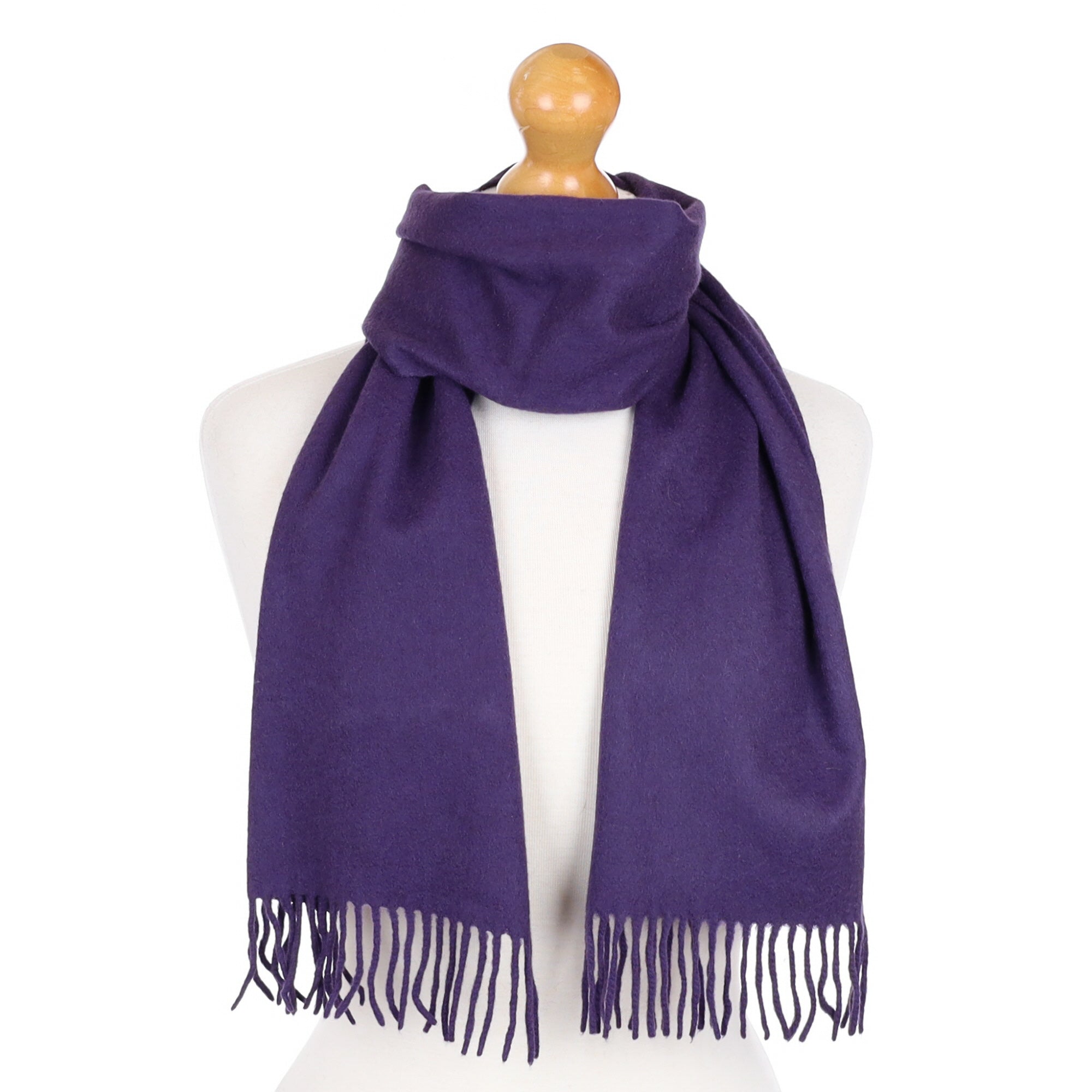 Iris Purple Cashmere Fringed Woven Scarf