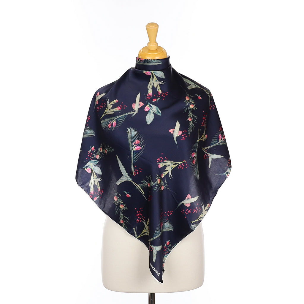 Brand New Cacharel Navy Floral Silk Scarf