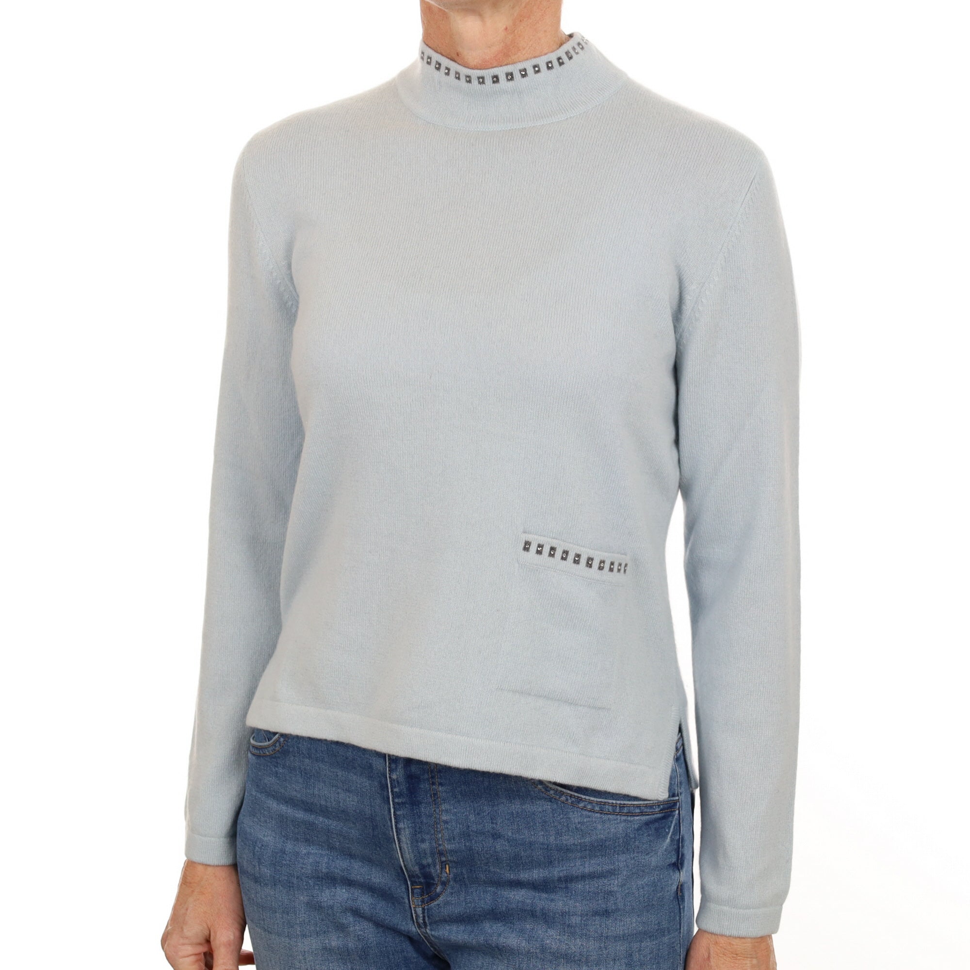 Powder Blue Cashmere Turtle Neck Jumper Small