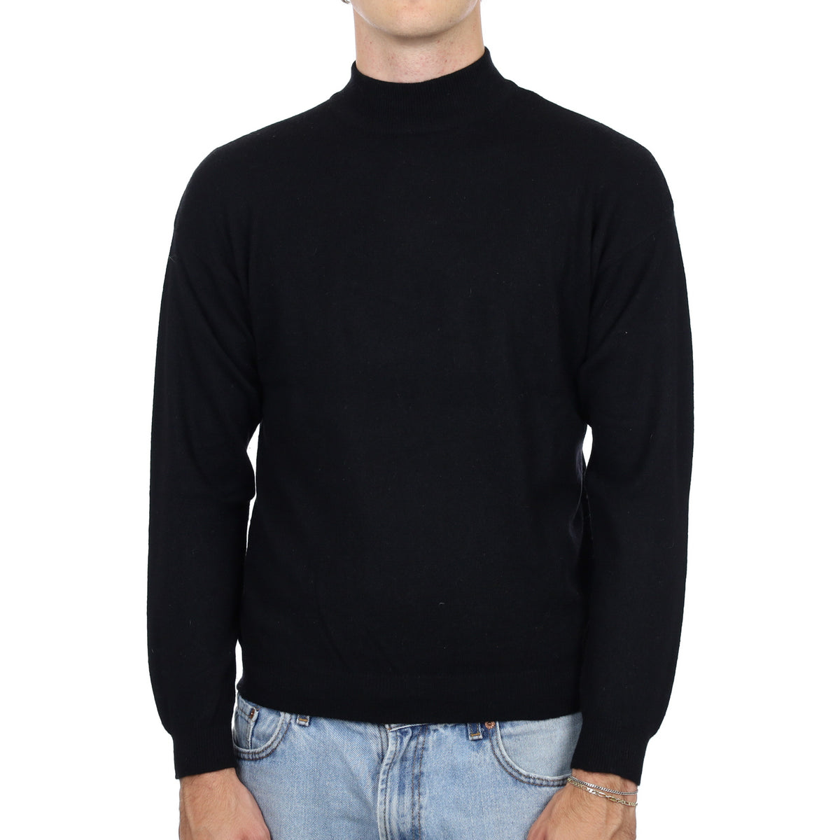 Men's Black Cashmere Turtle Neck Jumper Medium