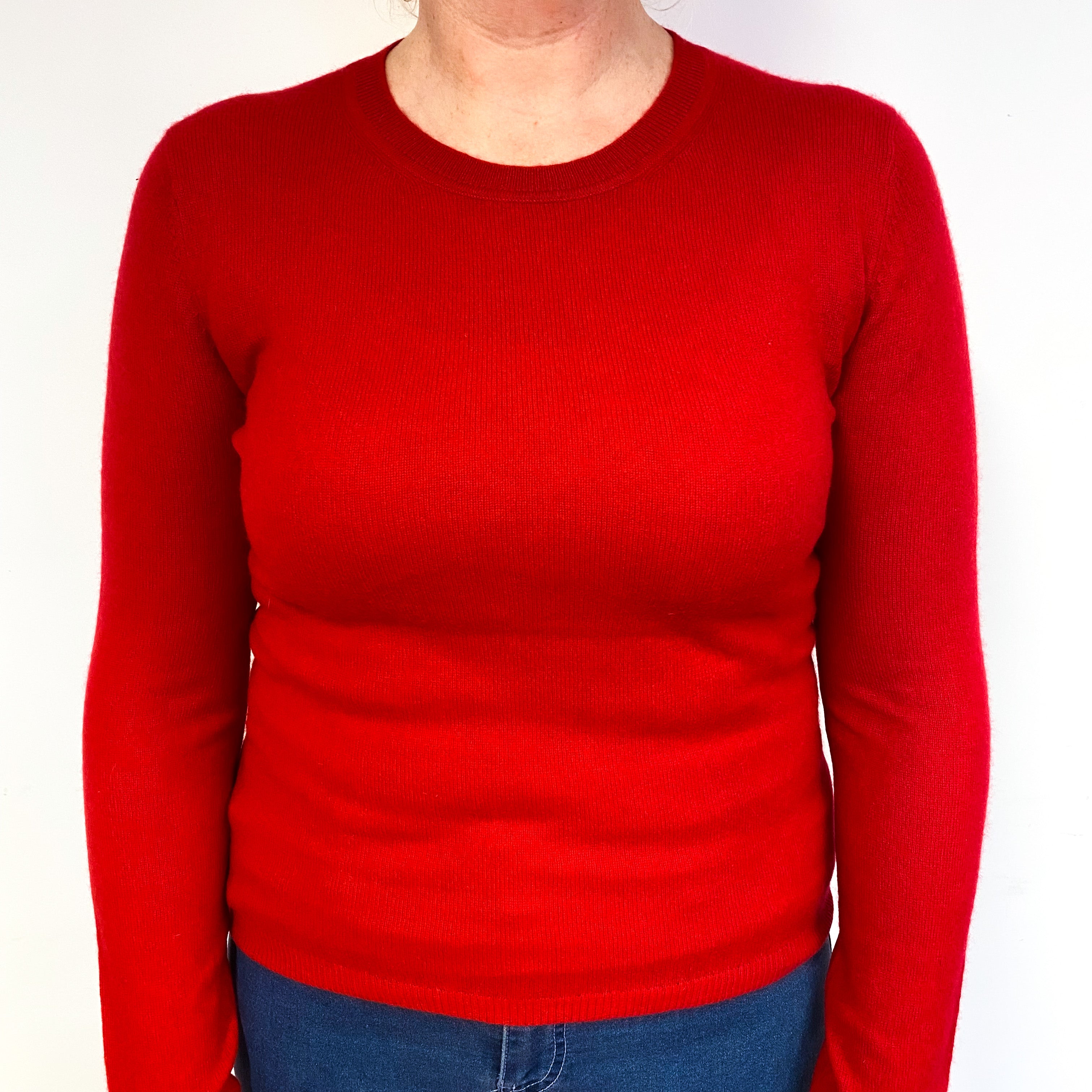 Scarlet Red Cashmere Crew Neck Jumper Large