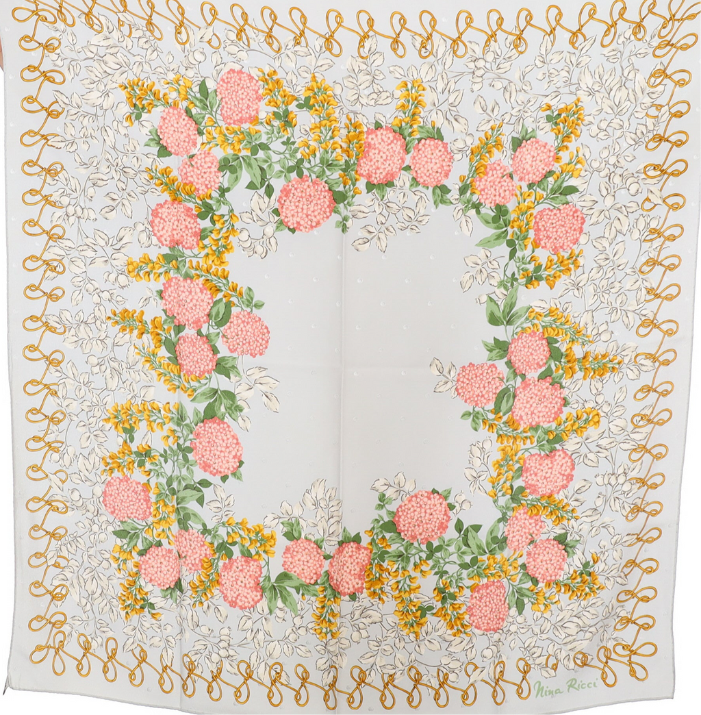 Nina Ricci Floral Vintage Silk Scarf