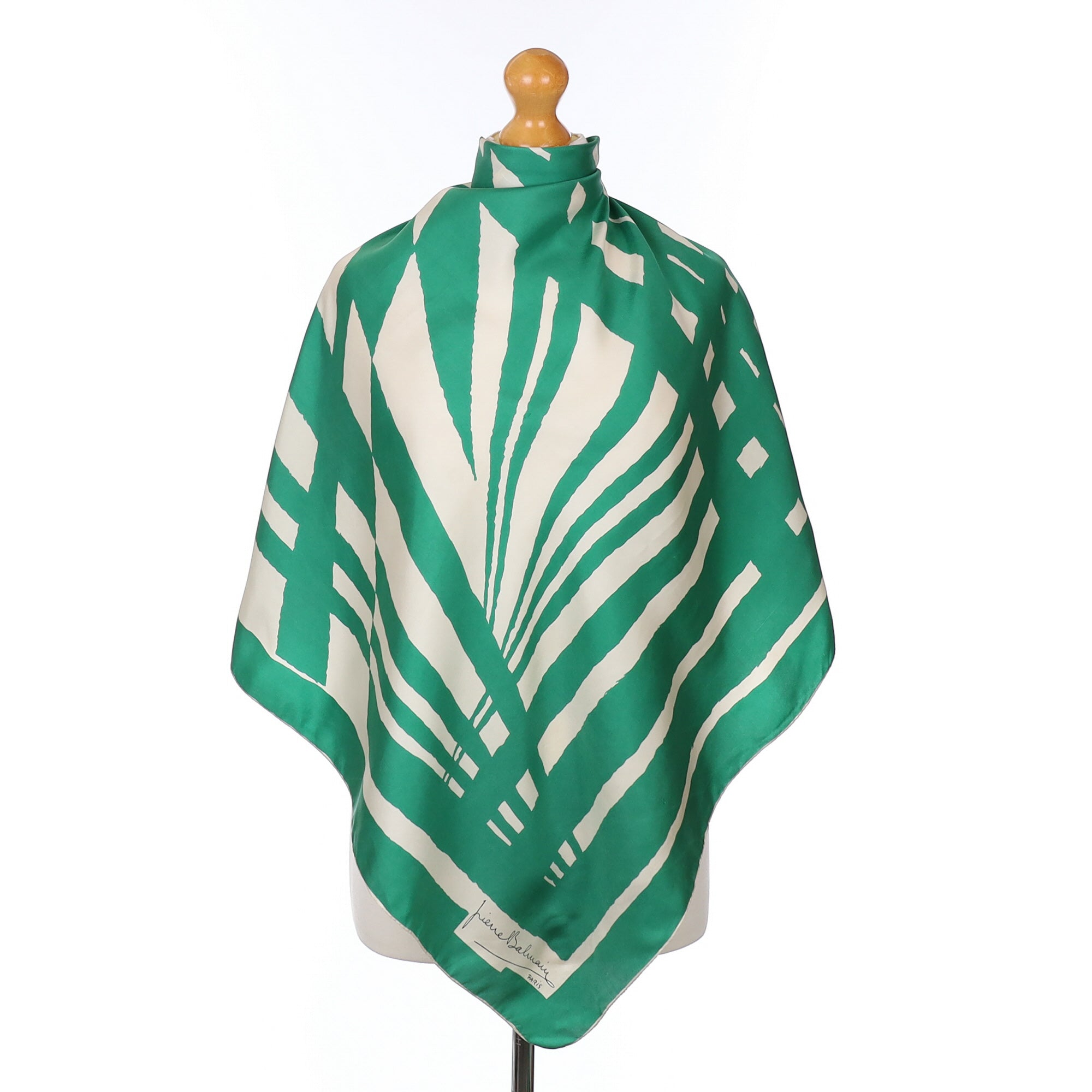 1970’s Pierre Balmain Green Vintage Silk Scarf