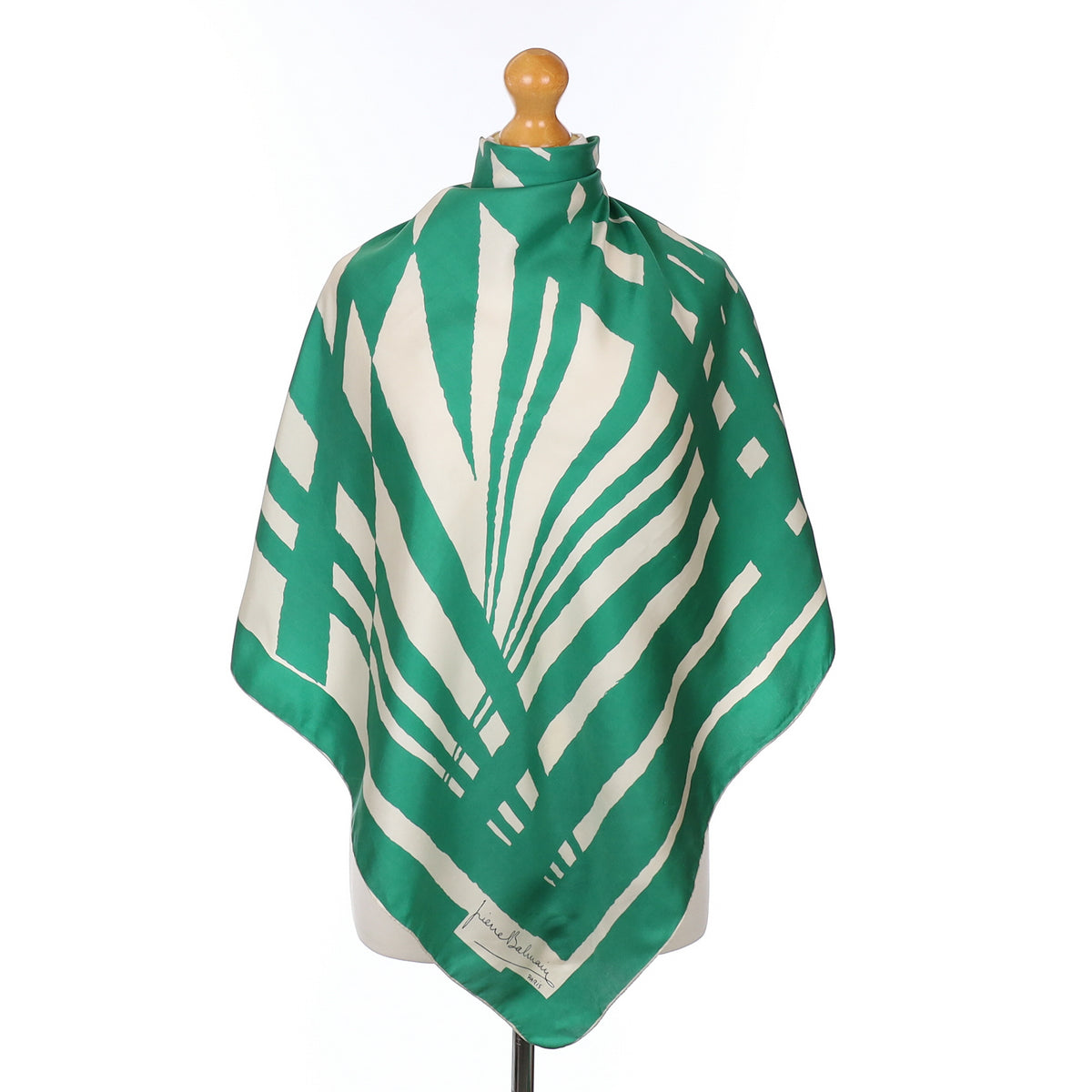 1970’s Pierre Balmain Green Vintage Silk Scarf