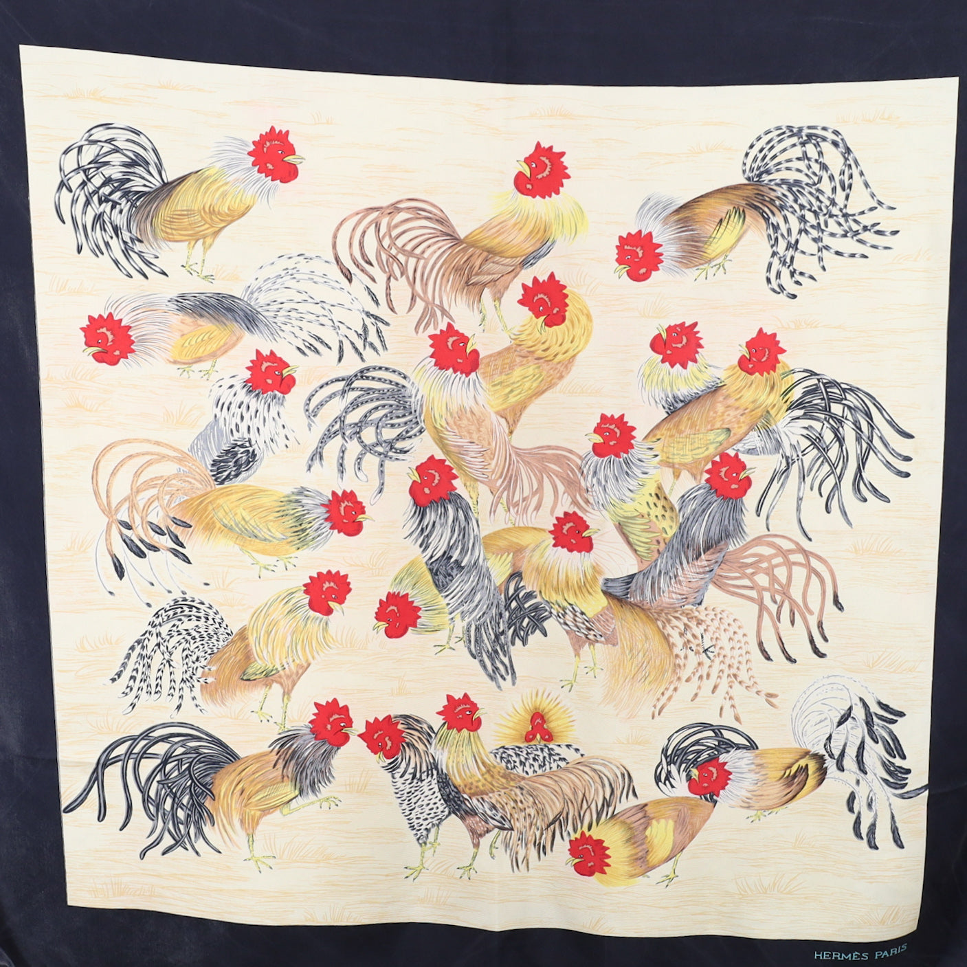 Hermès Les Jeunes Coqs Vintage Silk Scarf Very Rare