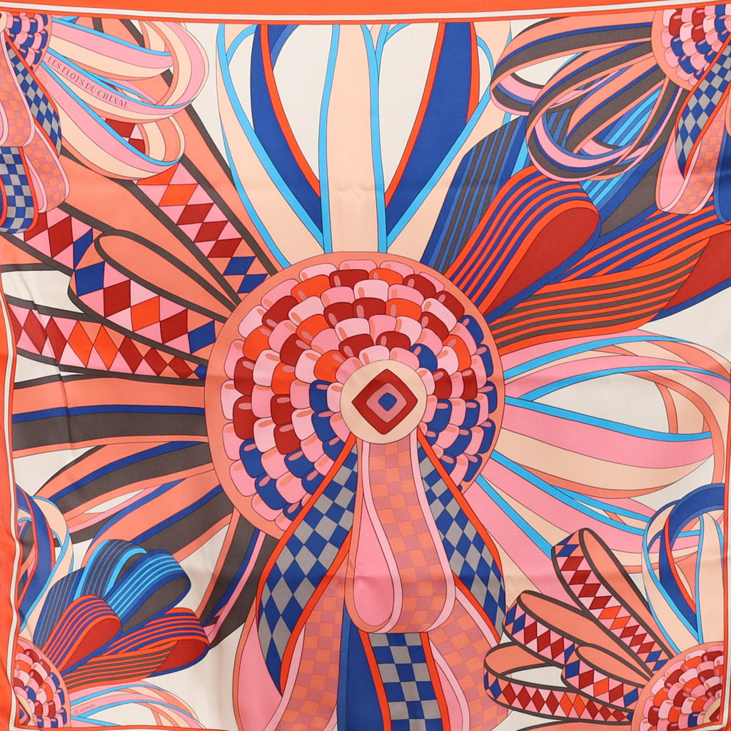 Hermès 70 Les Flots du Cheval Silk Scarf