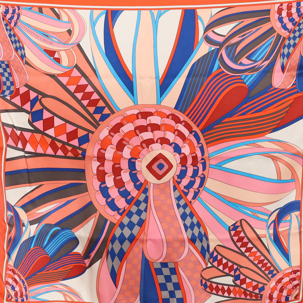 Hermès 70 Les Flots du Cheval Silk Scarf