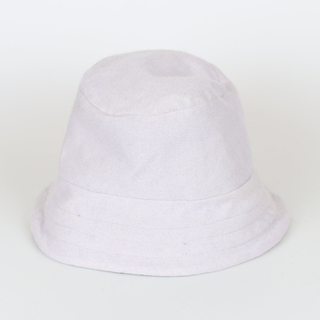 Grey Textured Knit Reversible Cashmere Bucket Hat Medium