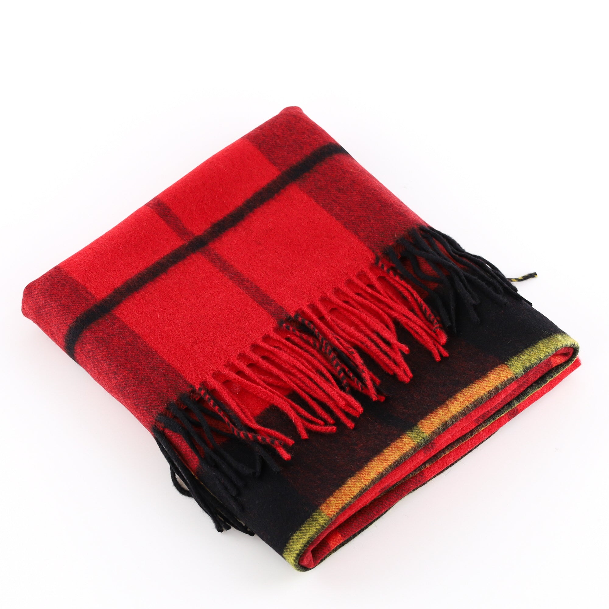 Brand New Scottish Red Black and Yellow Tartan Luxury Cashmere Stole
