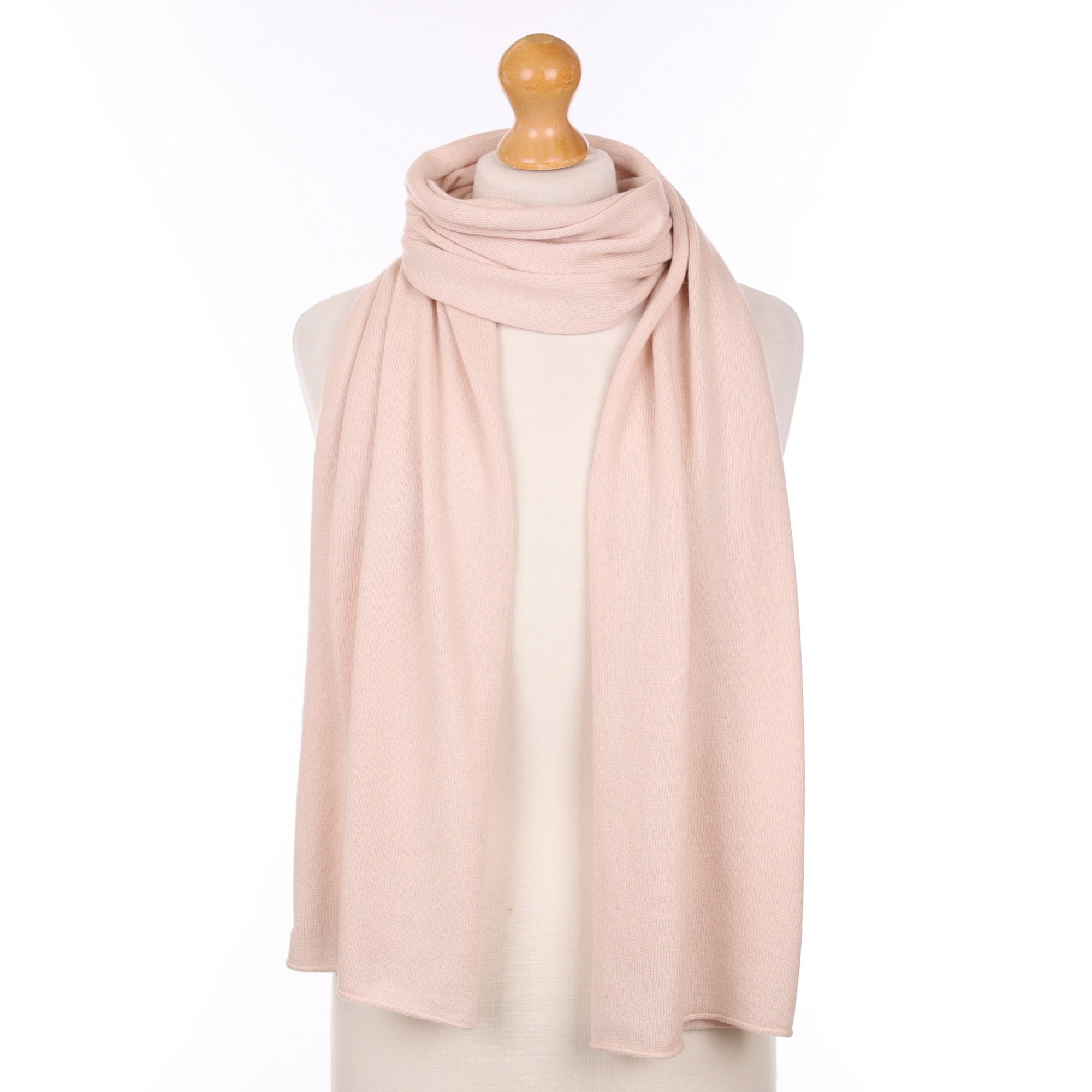 Brand New Scottish Pale Nude Cashmere Knitted Scarf