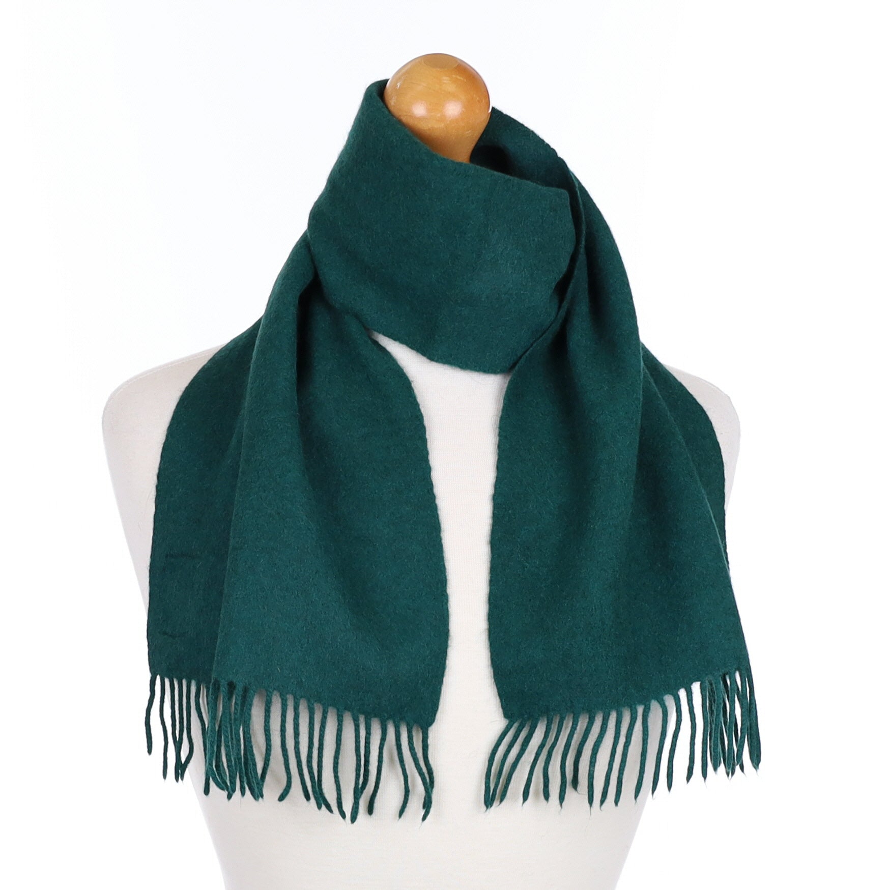 Racing Green Cashmere Fringed Woven Scarf