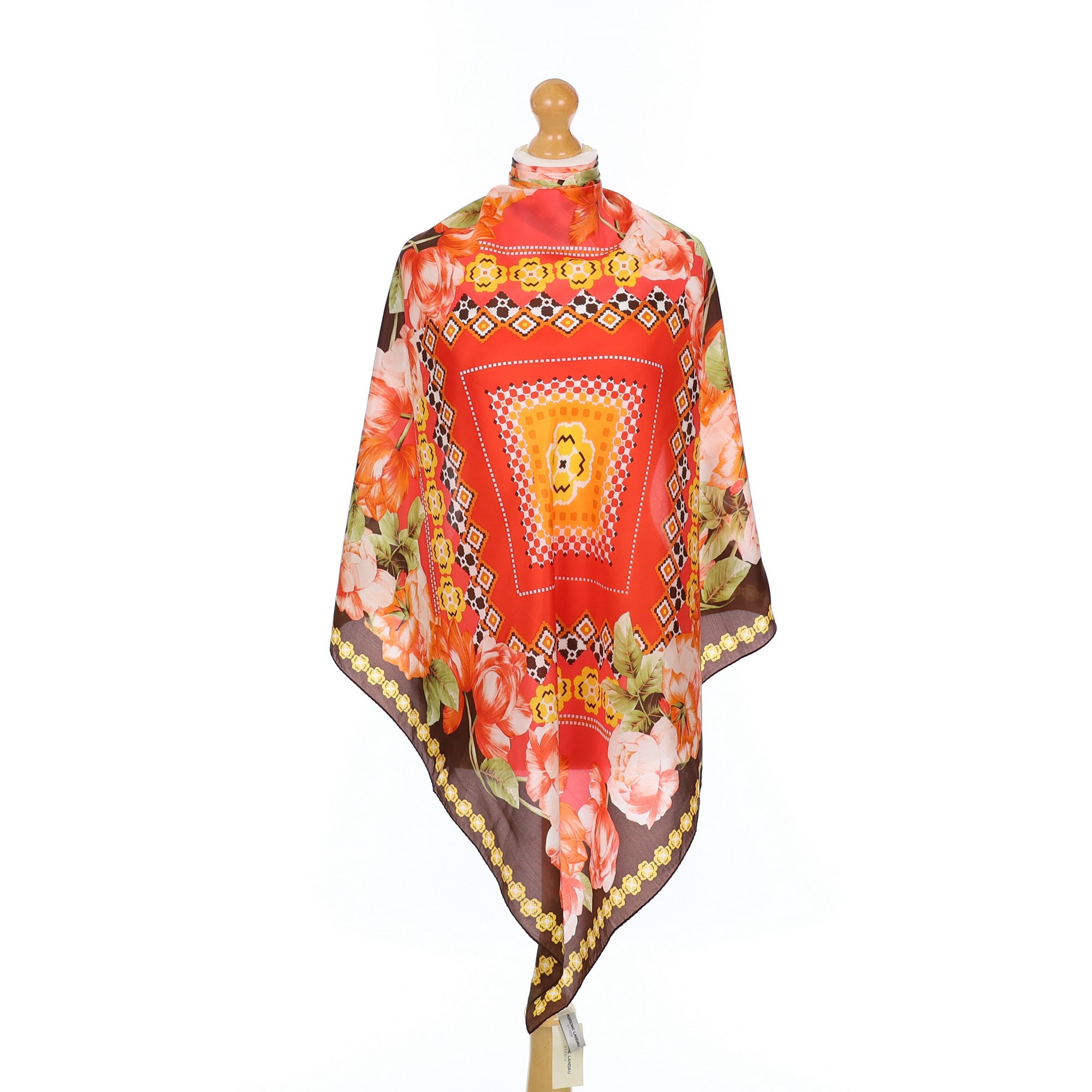Brand New Adrienne Landau Floral Silk Scarf