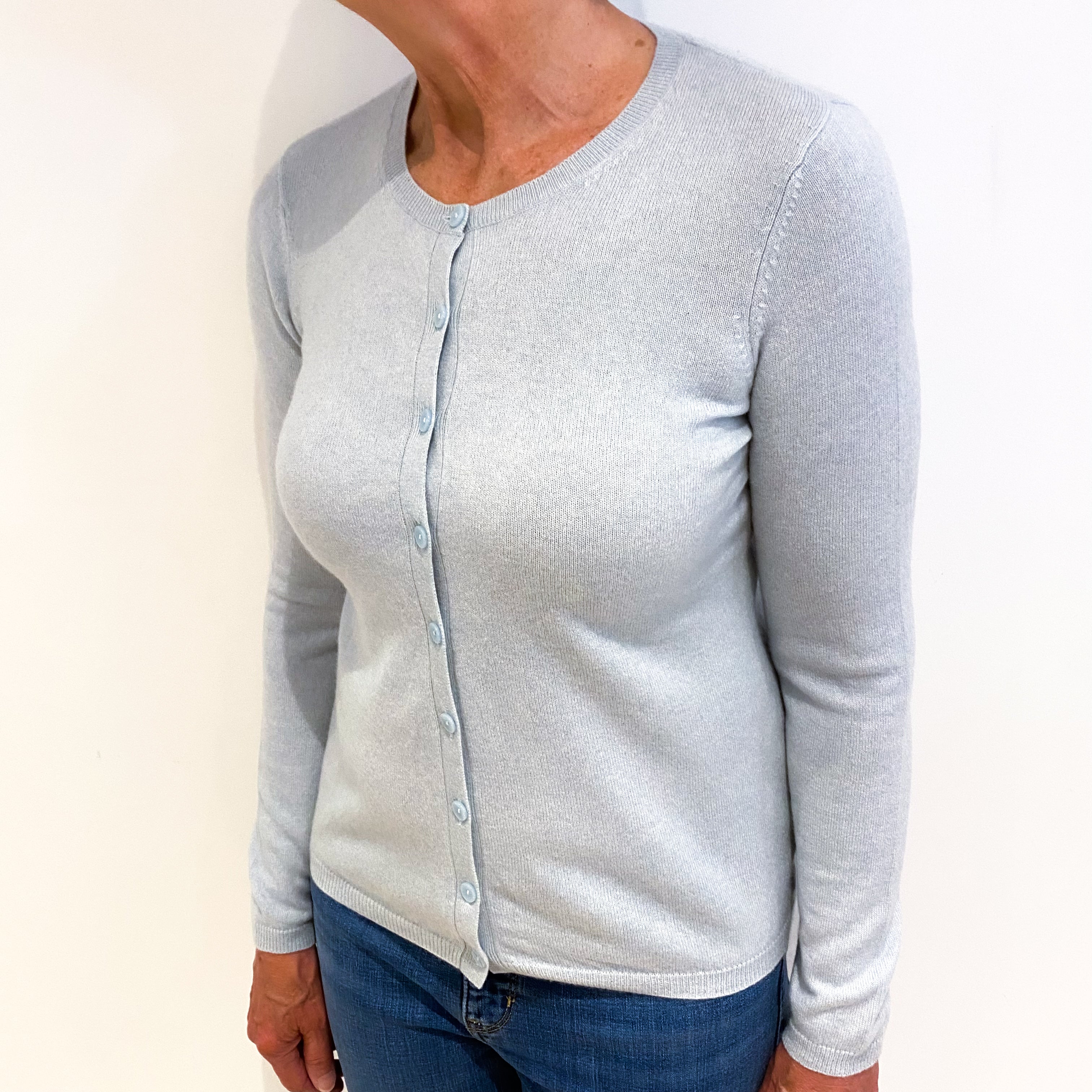 Pale Opal Blue Cashmere Cardigan Medium