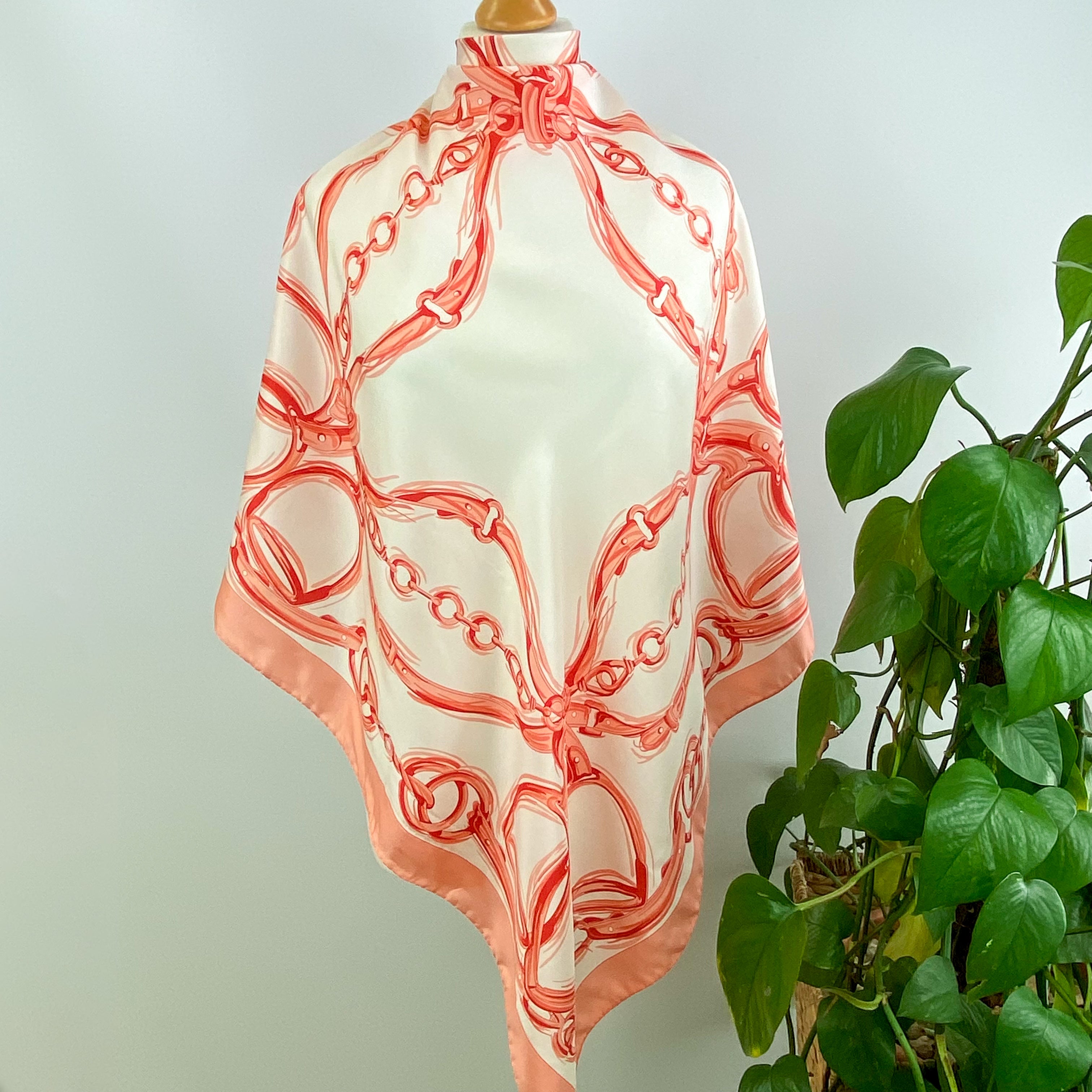 Equestrian Coral Vintage Silk Scarf