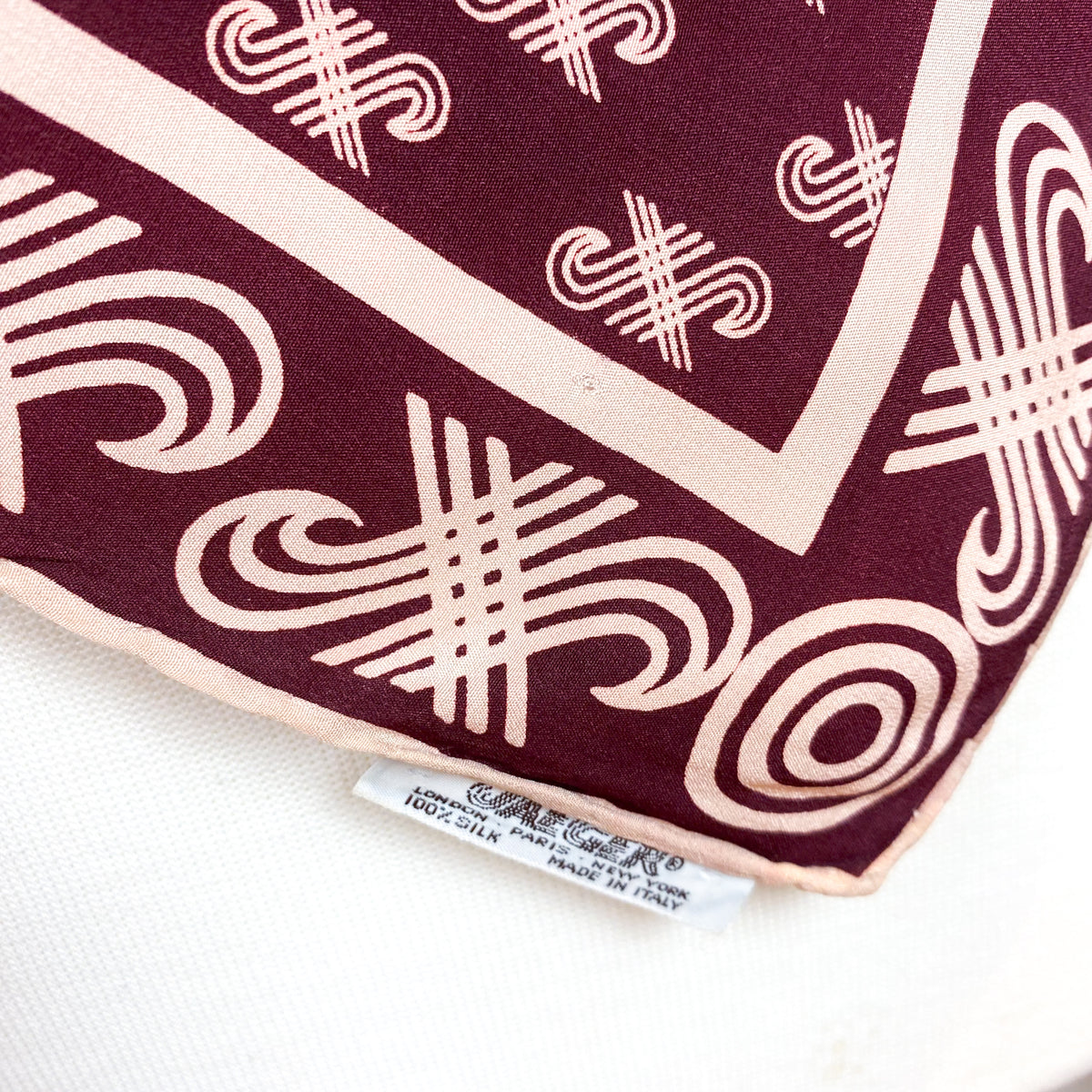 1970s Claret and Pink Jaeger Vintage Silk Scarf