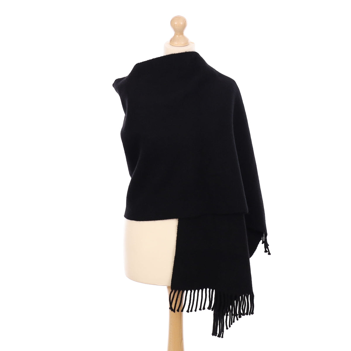 Brand New Black Cashmere Heavy Woven Scarf Large