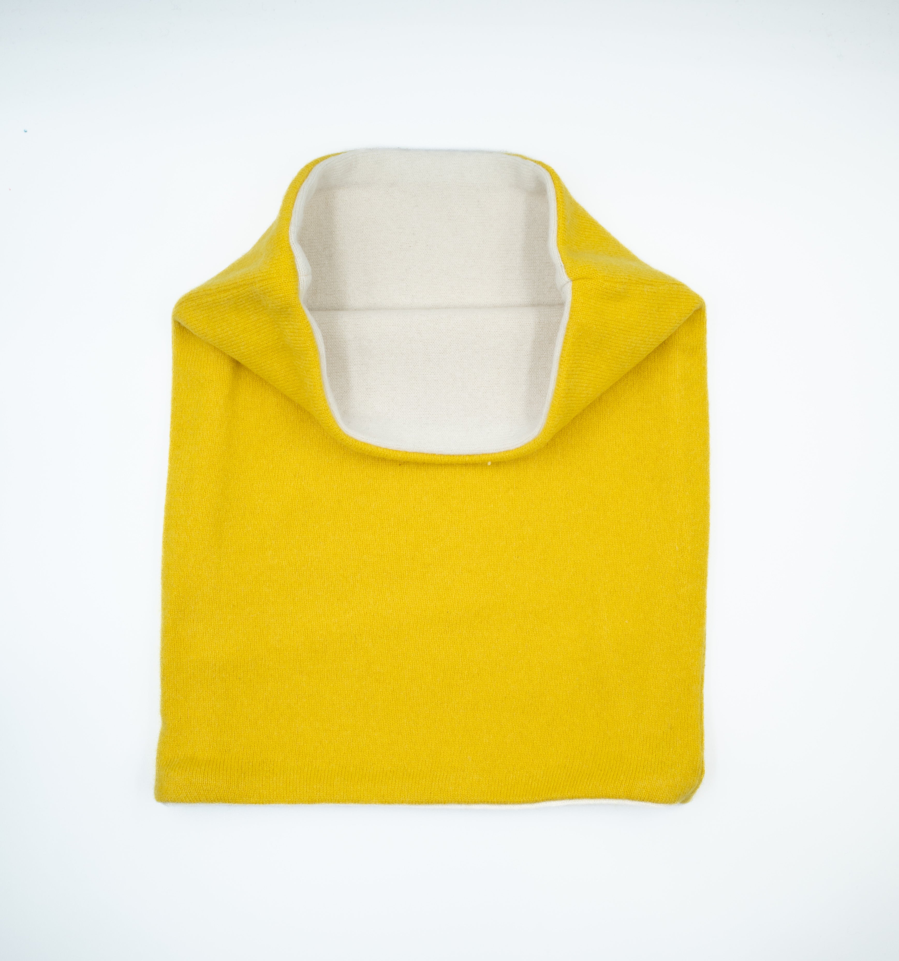Ochre Yellow and White Luxury Double Layered Snood