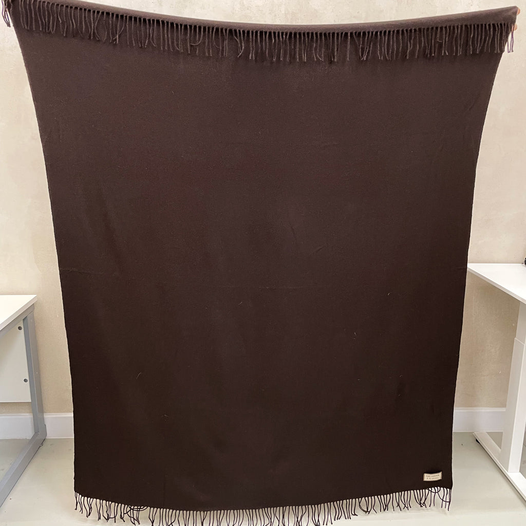 Chocolate Brown Cashmere Fringed Woven Blanket