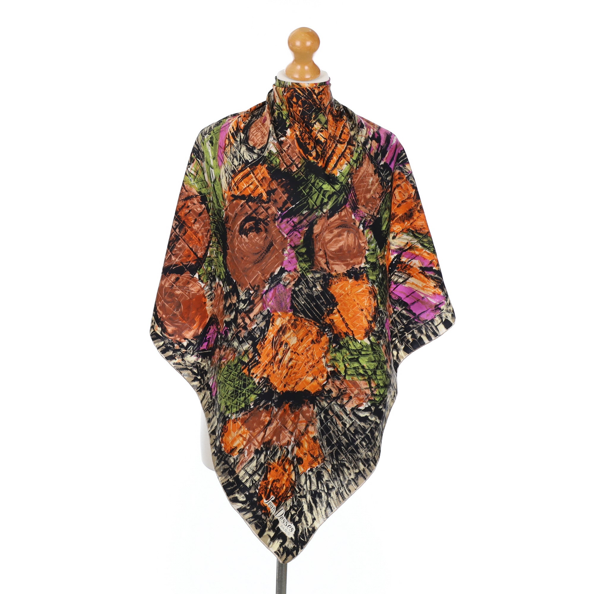 1970’s French Jean Dessès Abstract Silk Scarf