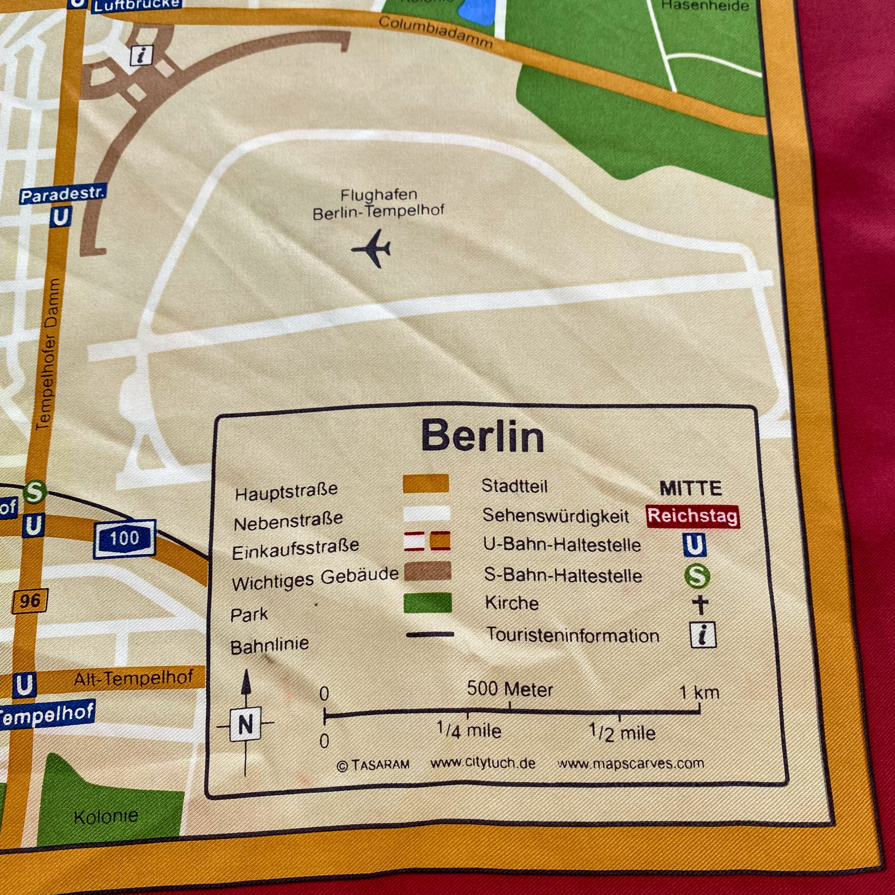 Berlin Map Design Silk Scarf