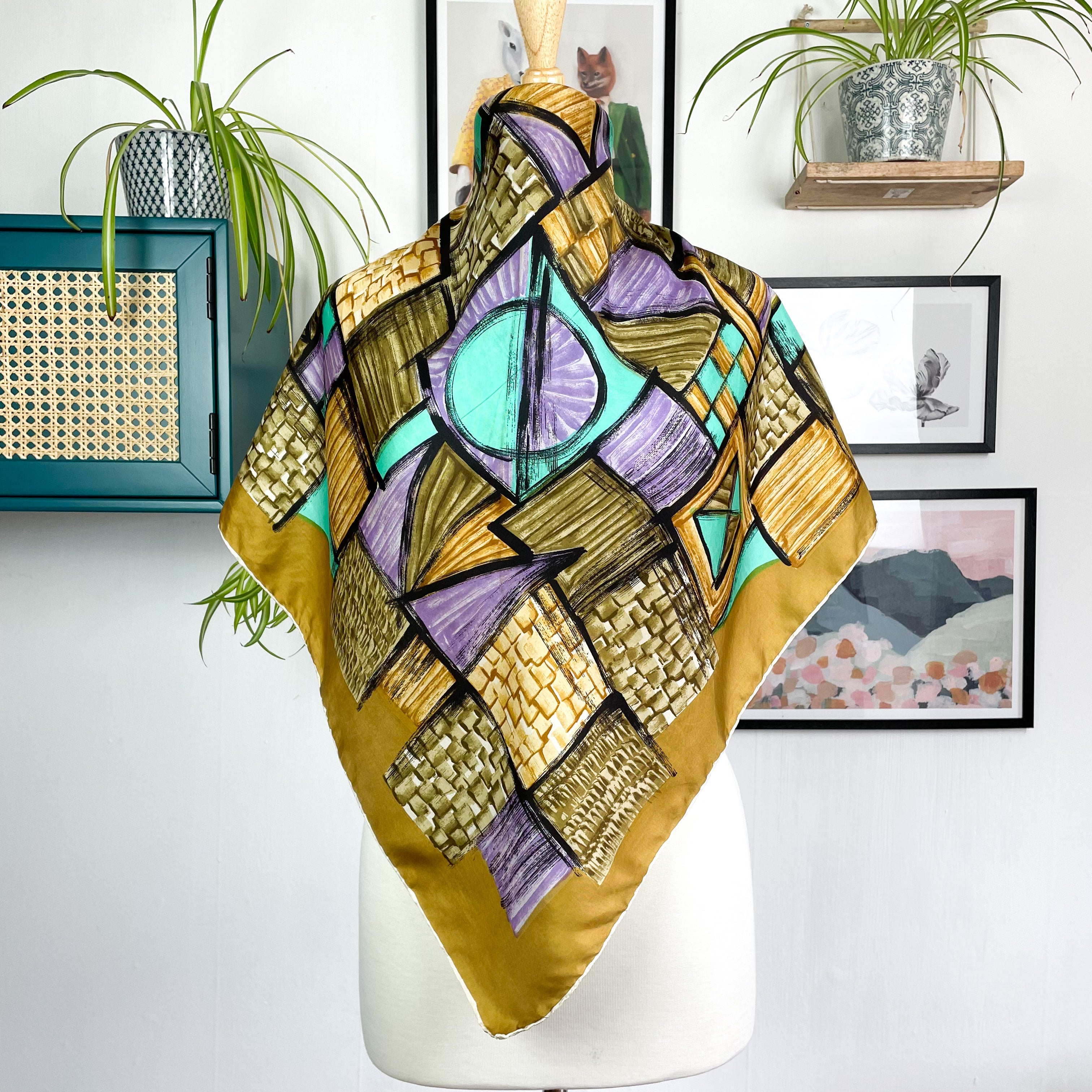 1960s Abstract Vintage Silk Scarf