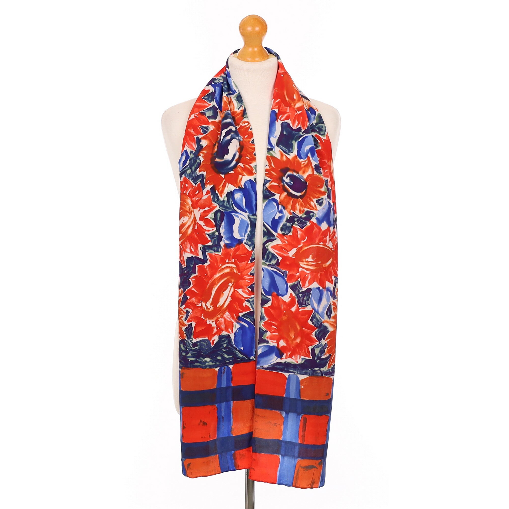 Red and Blue Silk Scarf