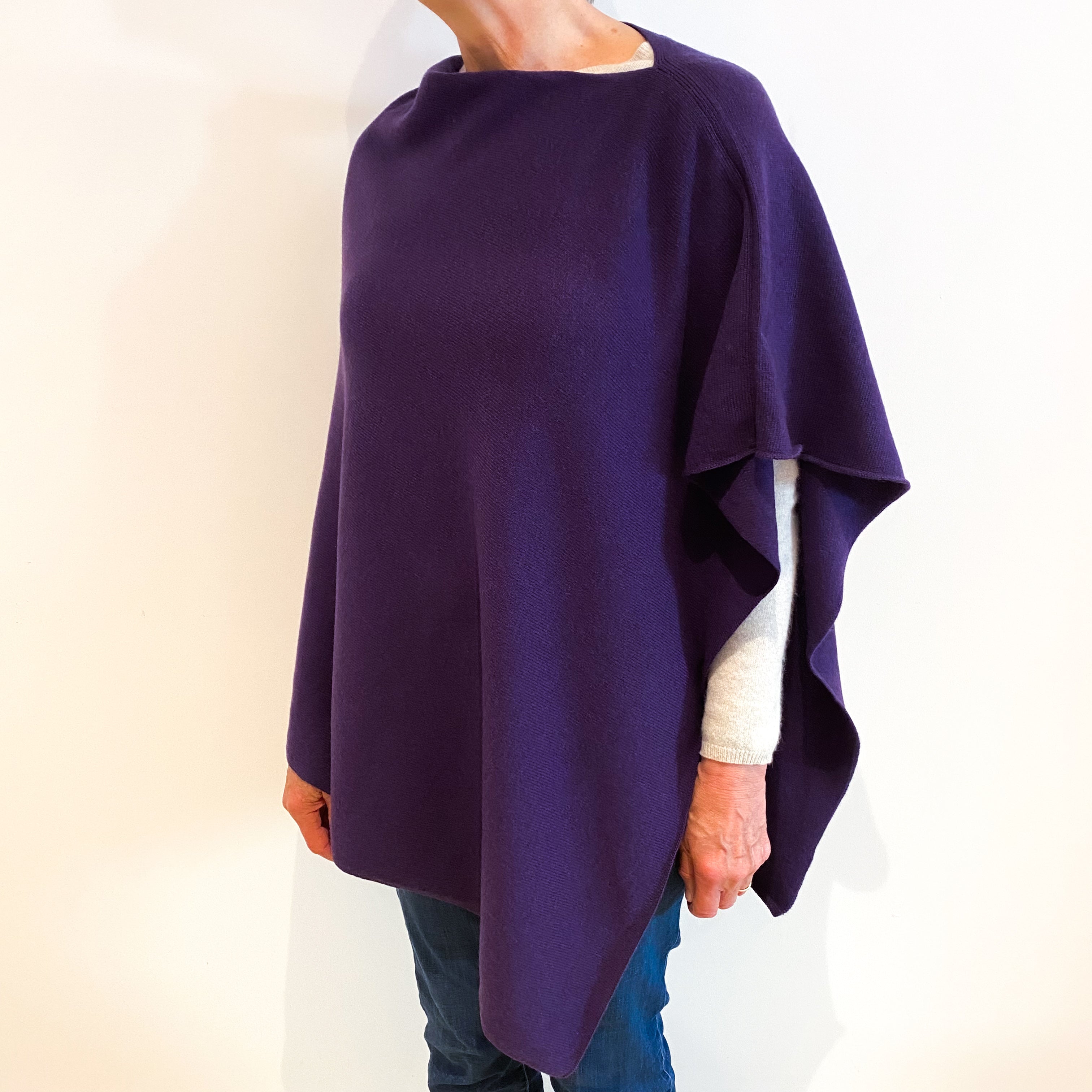 Brand New Scottish Iris Purple Cashmere Poncho One Size
