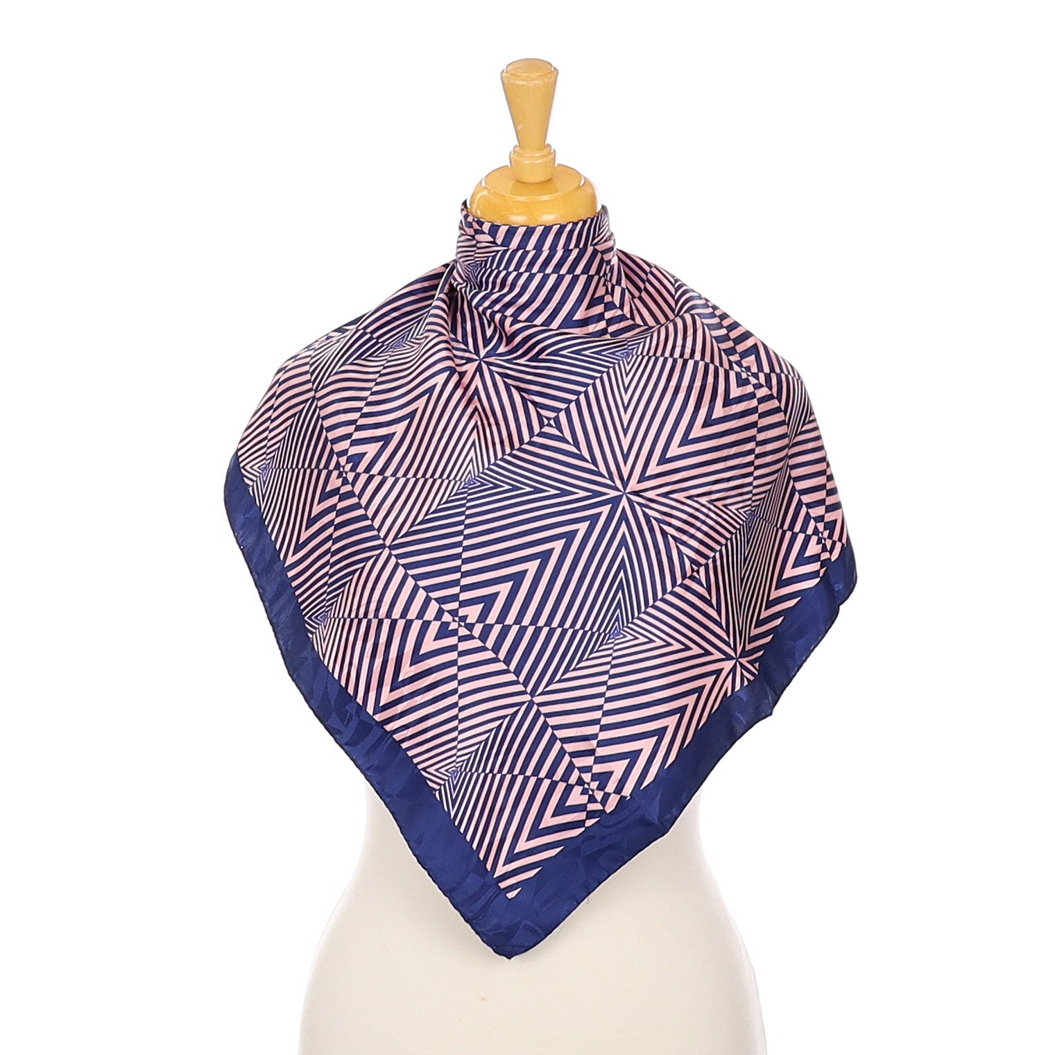 Striped Pink and Blue Silk Scarf