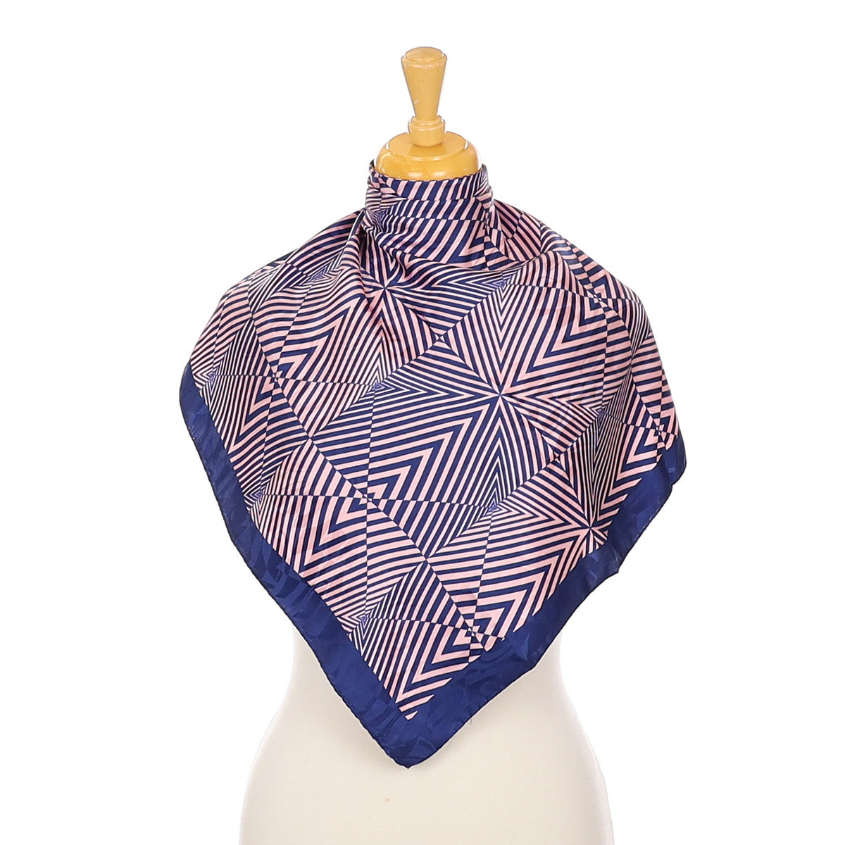 Striped Pink and Blue Silk Scarf