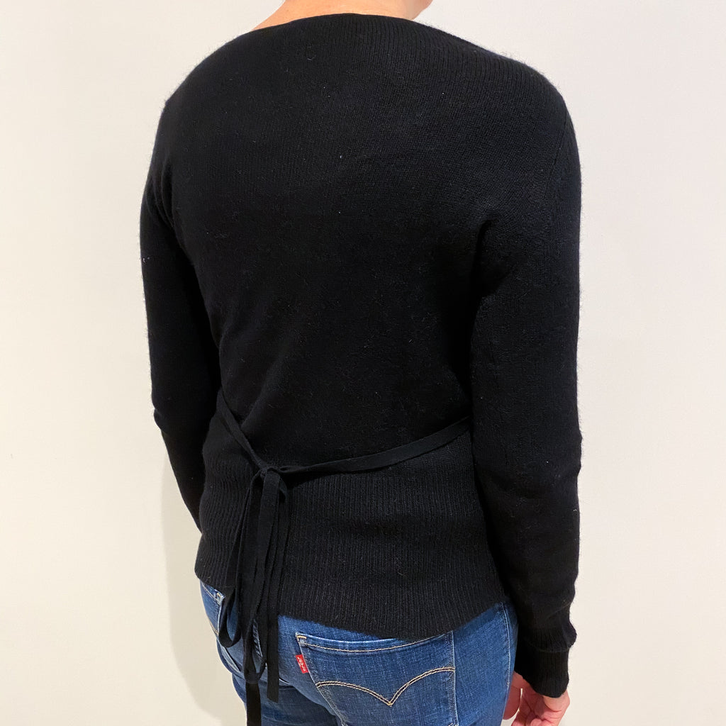 Black Cashmere Cross Over Cardigan Medium