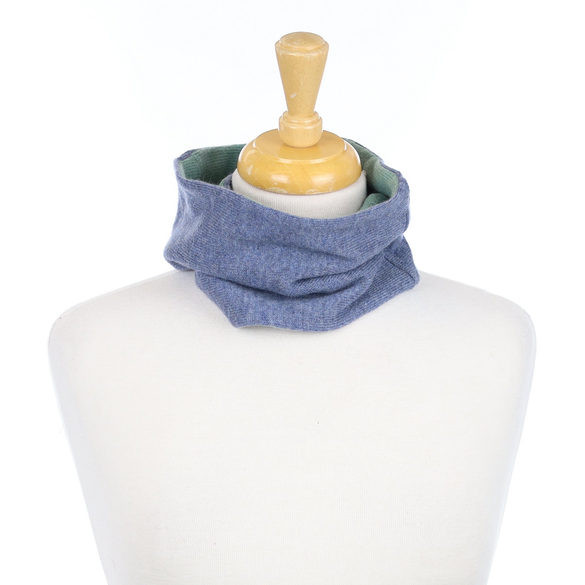 Denim and Soft Green Neck Warmer