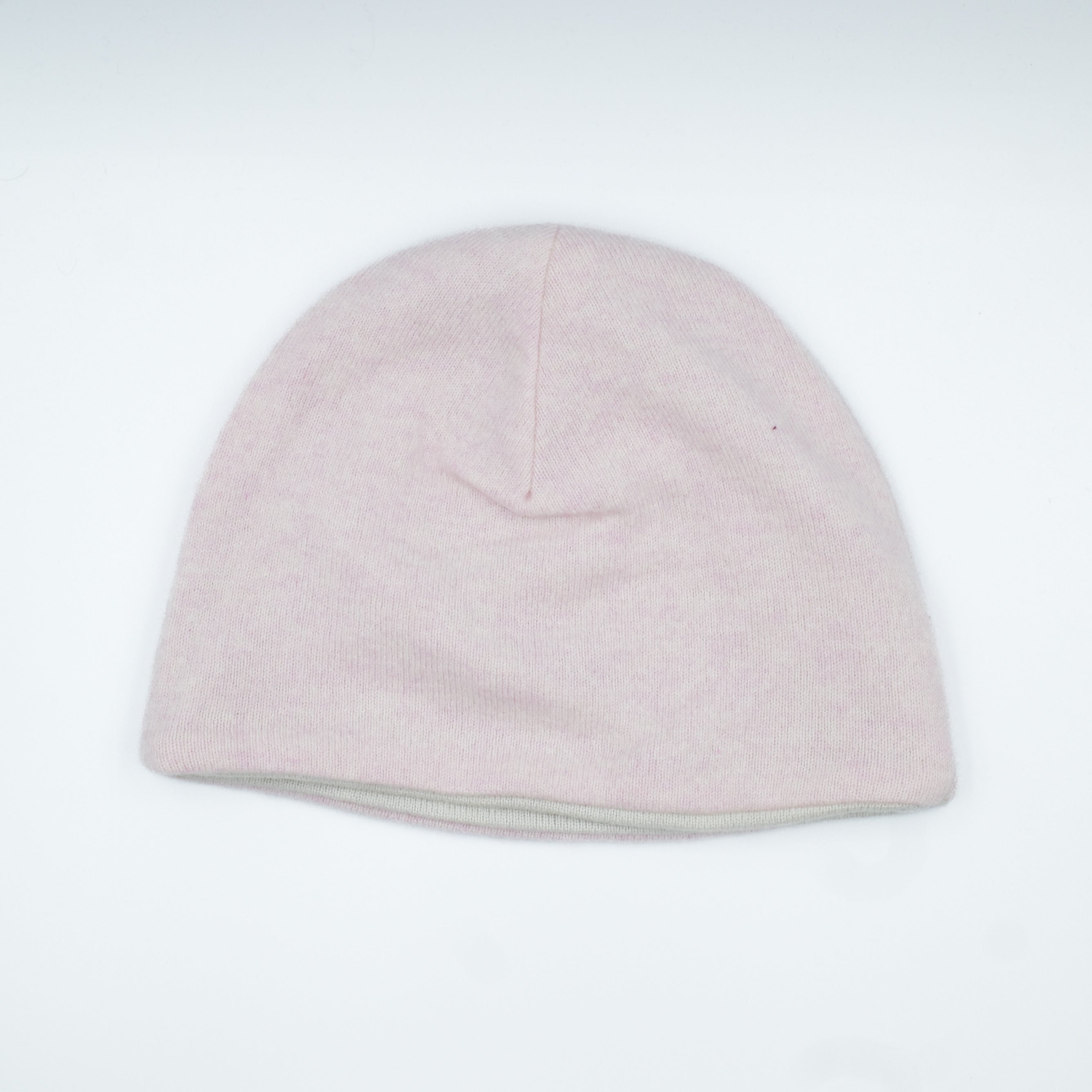 Pale Mauve Pink and Mist Grey Cashmere Beanie Hat