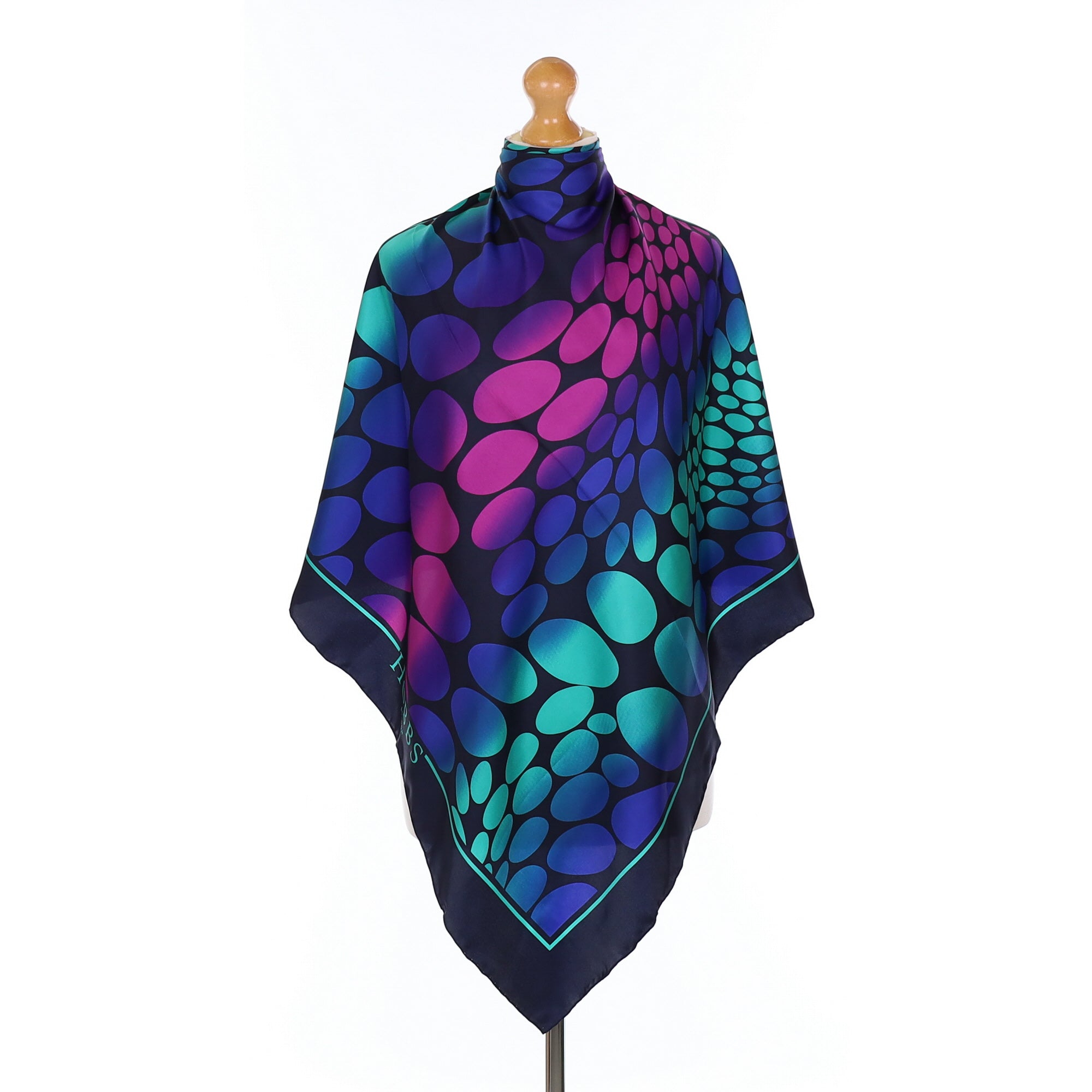Hobbs Blue and Magenta Silk Scarf