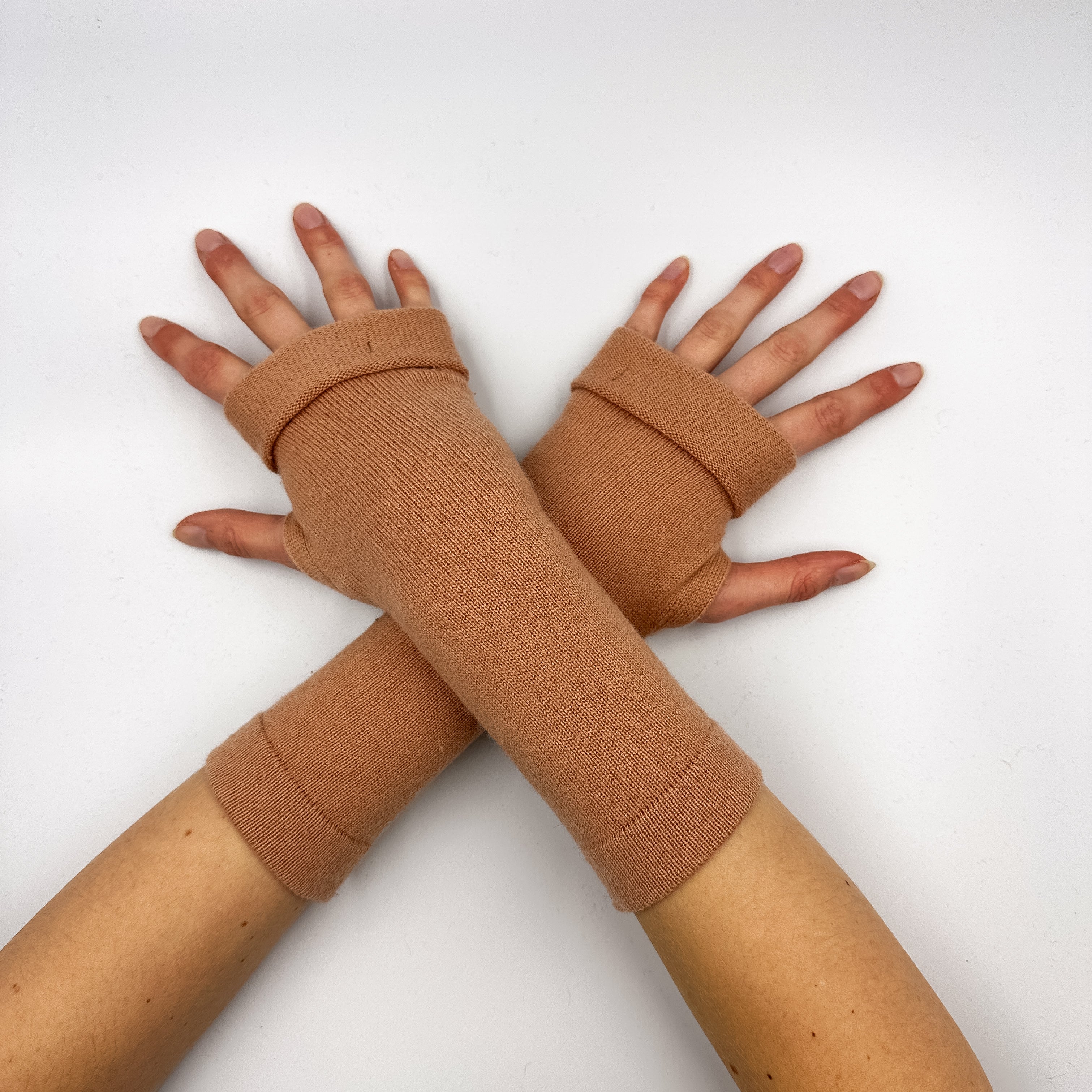 Nude Pink Fingerless Gloves