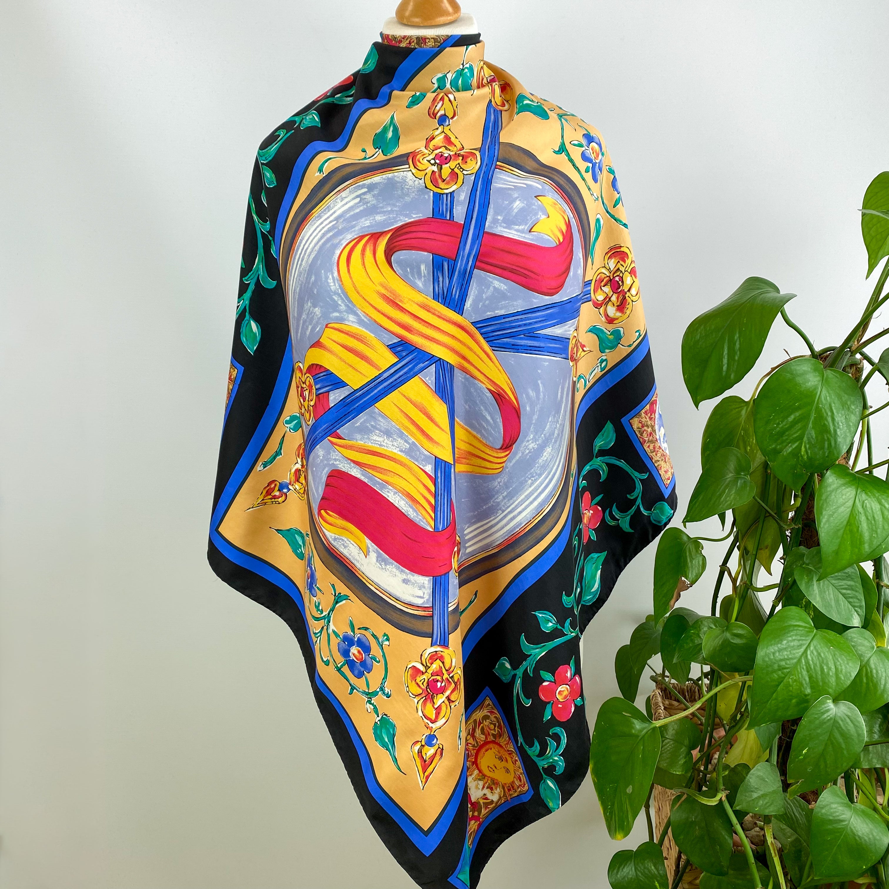80’s Colourful Design Silk Scarf