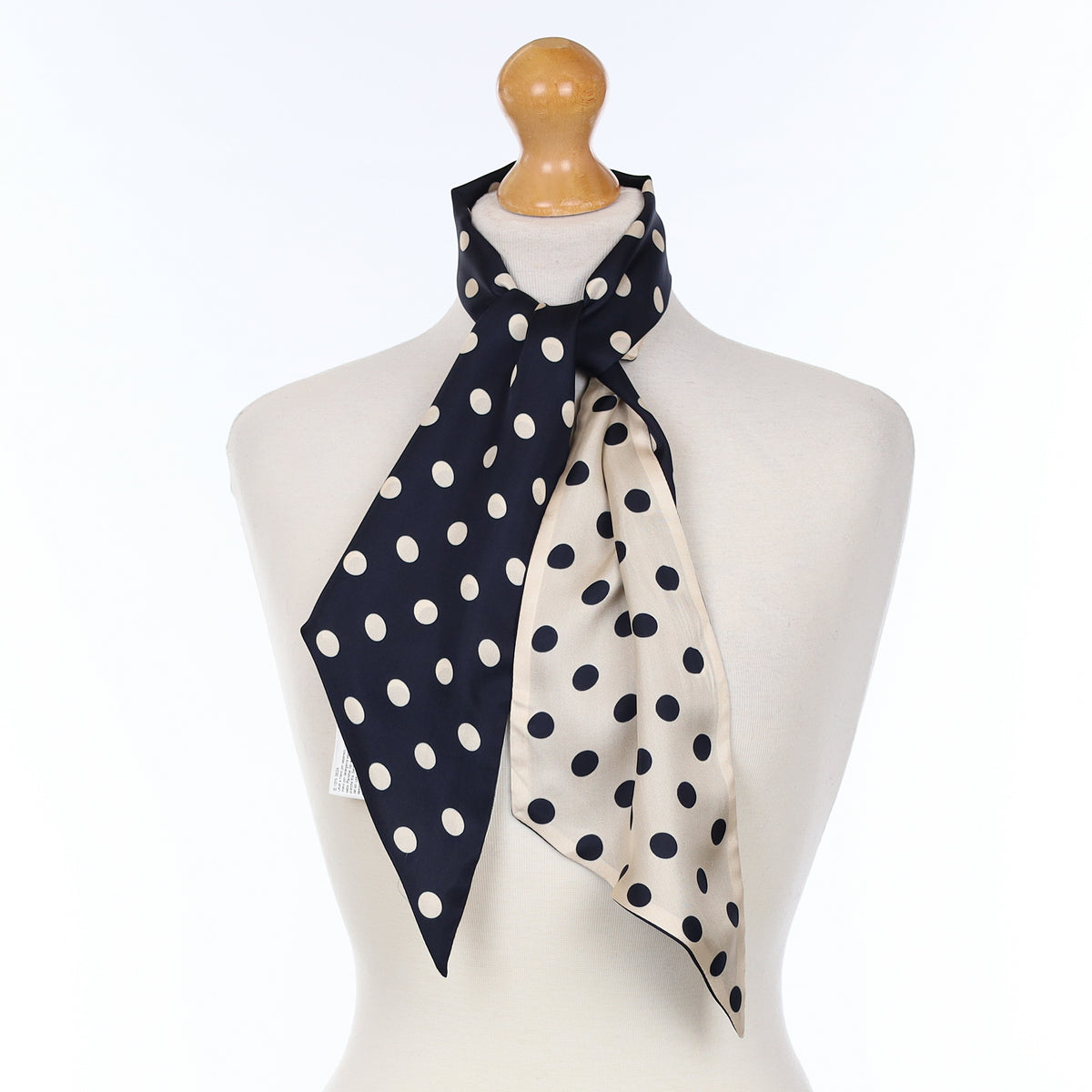 L.K. Bennett Navy Blue Polka Dot Silk Scarf