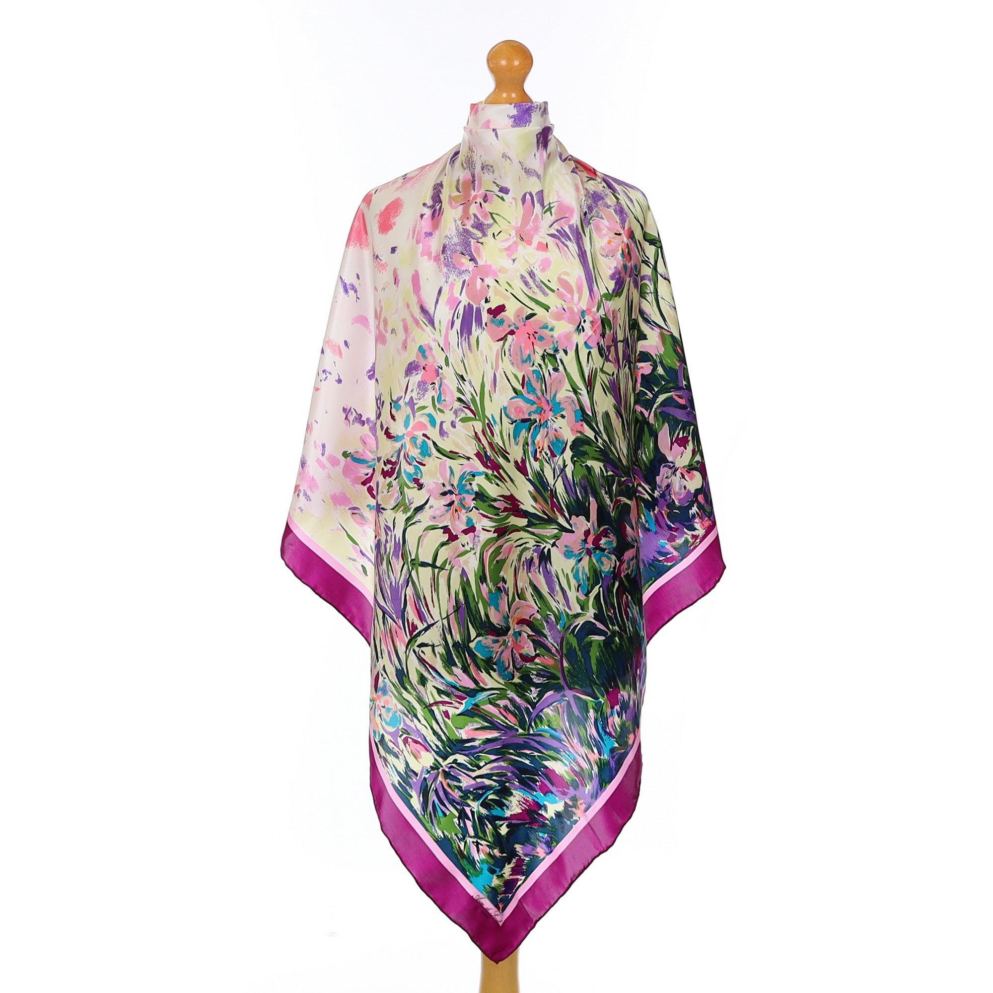 Anne de Sevil Purple Botanical Silk Scarf