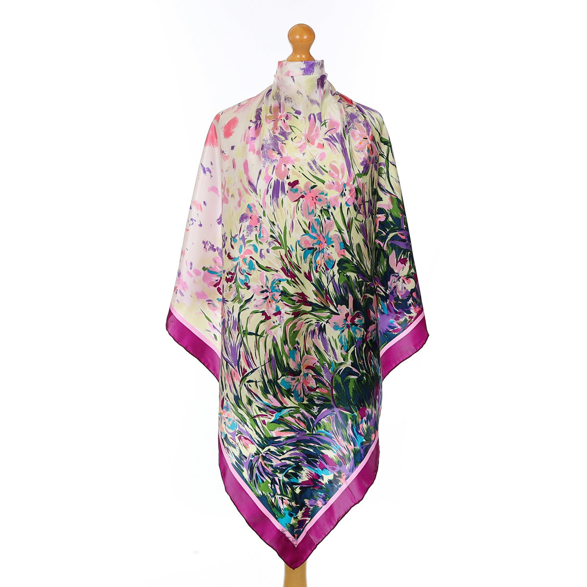 Anne de Sevil Purple Botanical Silk Scarf