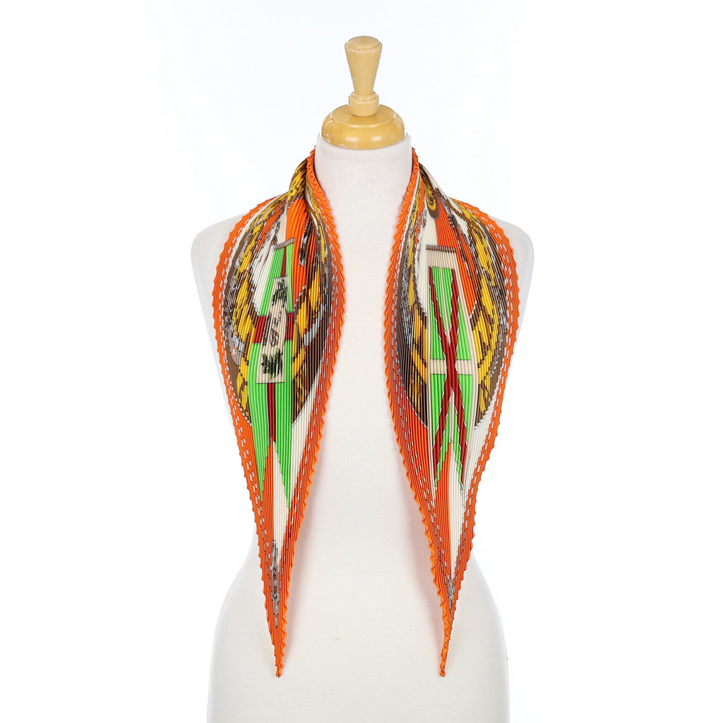 Hermès Sextants Plissé Silk Scarf